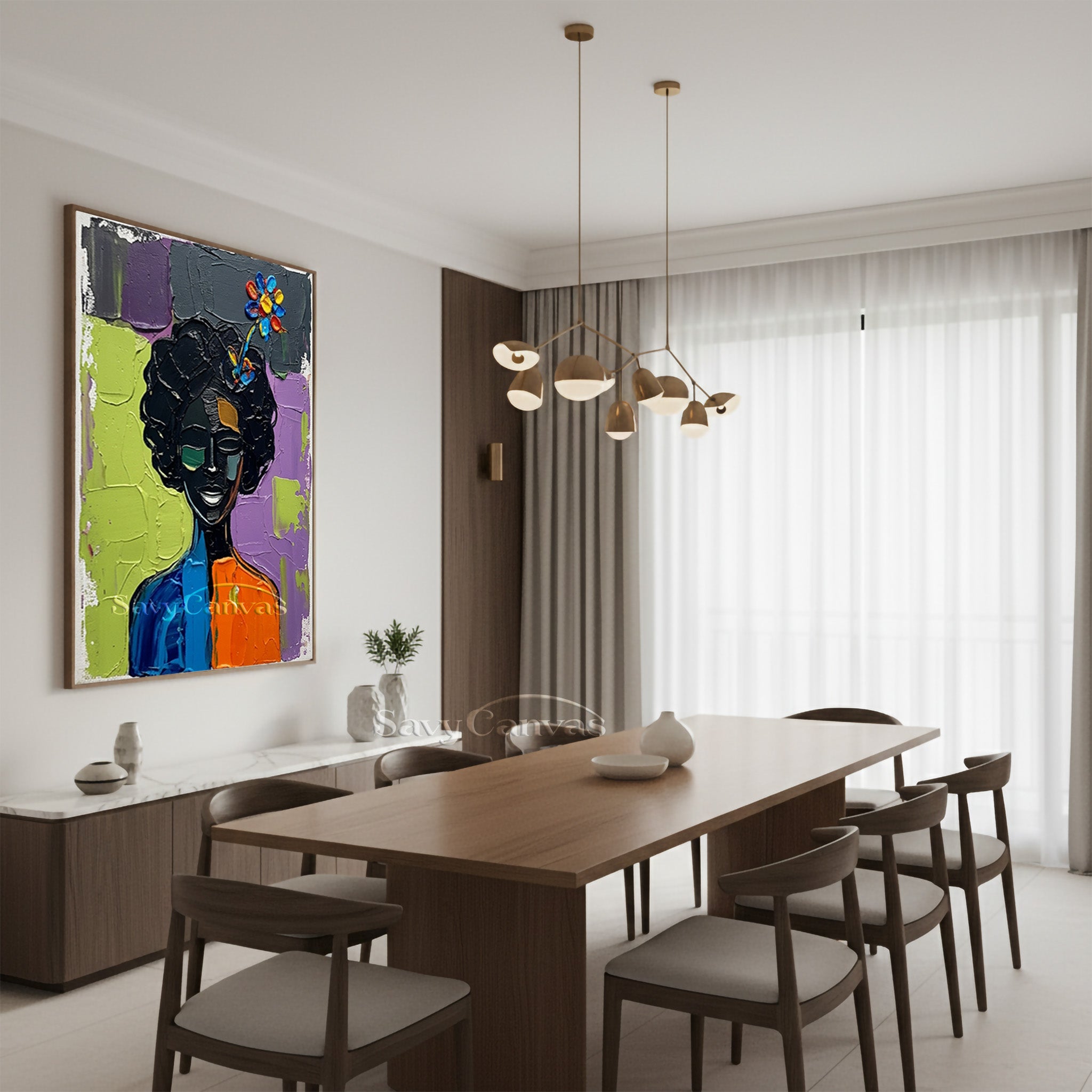 Textured Abstract Portrait Canvas | Bold Impasto Wall Art #AA 533