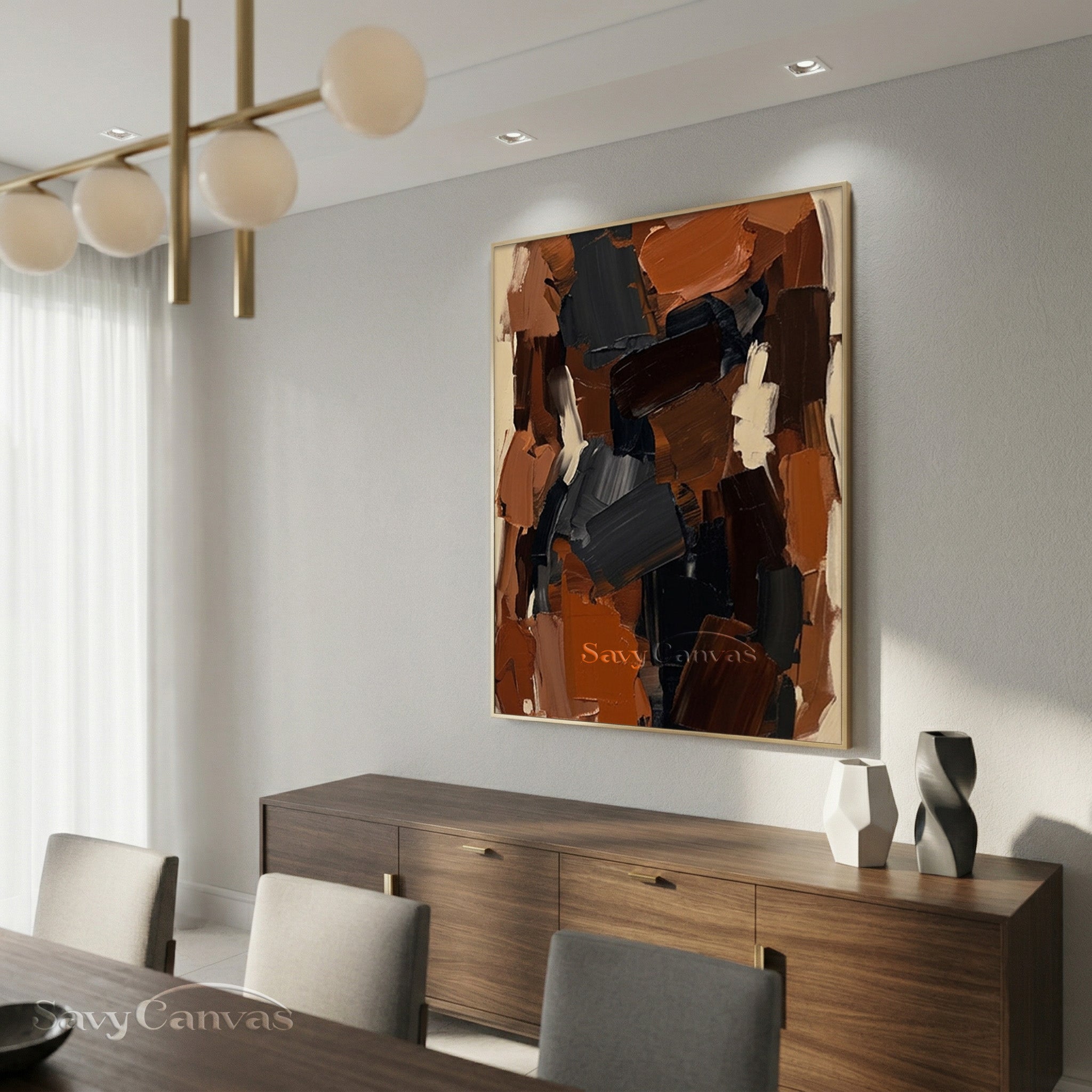 Hand-Painted Textured Abstract Wall Art | Earth Tone Oil Painting #SS 142