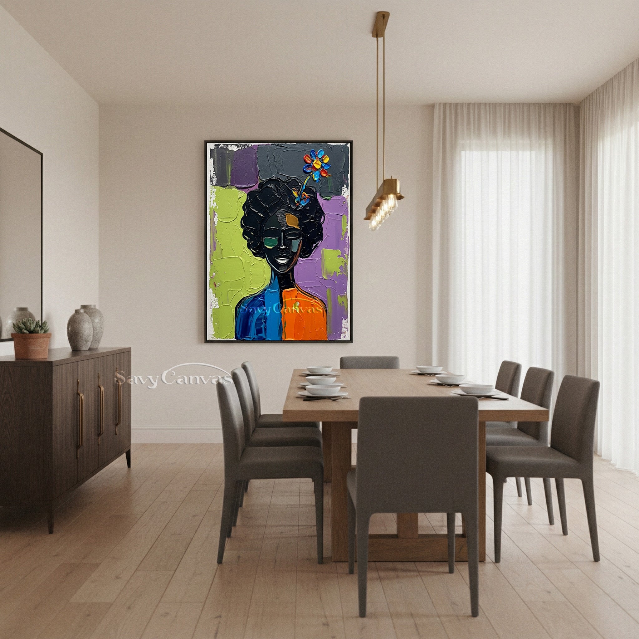 Textured Abstract Portrait Canvas | Bold Impasto Wall Art #AA 533