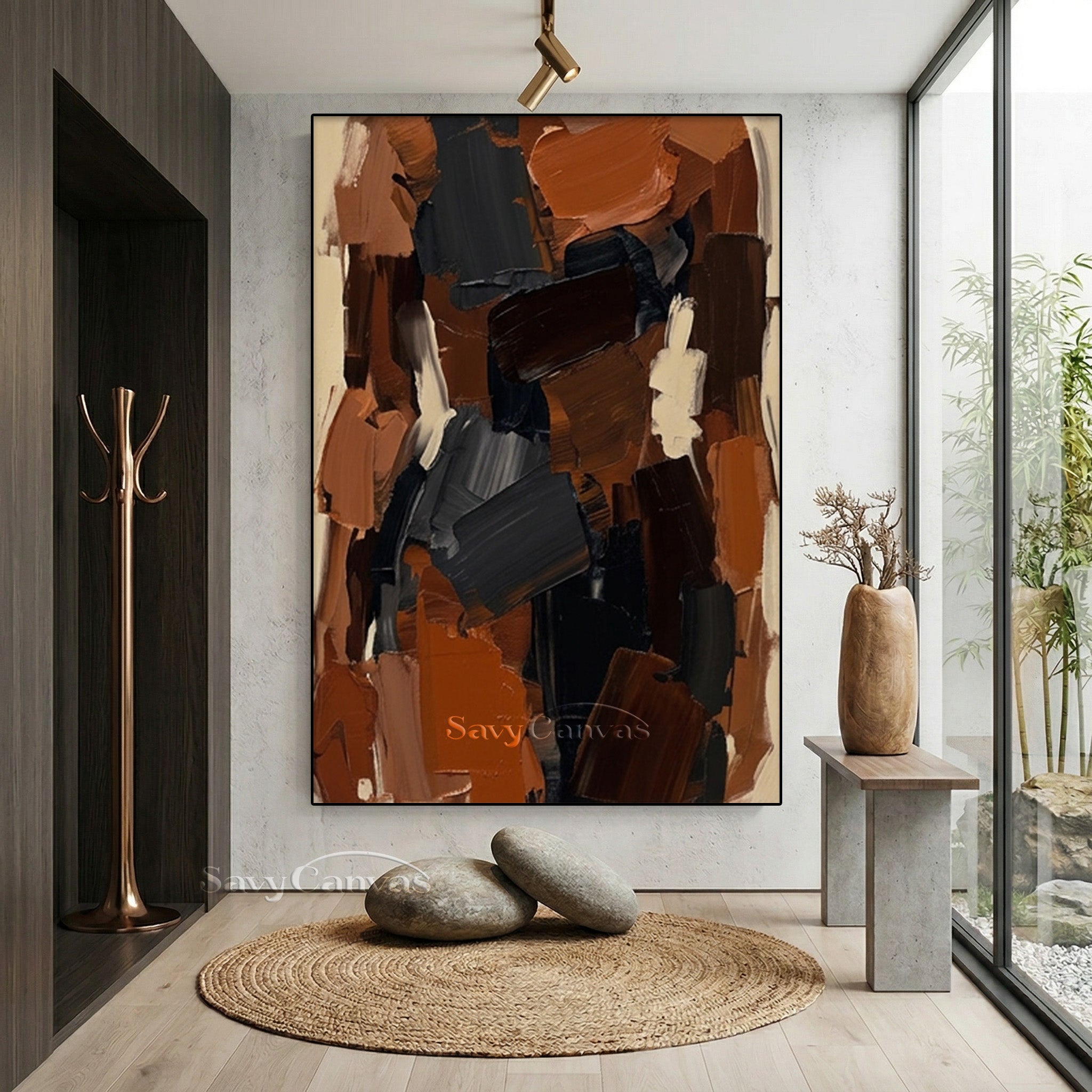 Hand-Painted Textured Abstract Wall Art | Earth Tone Oil Painting #SS 142