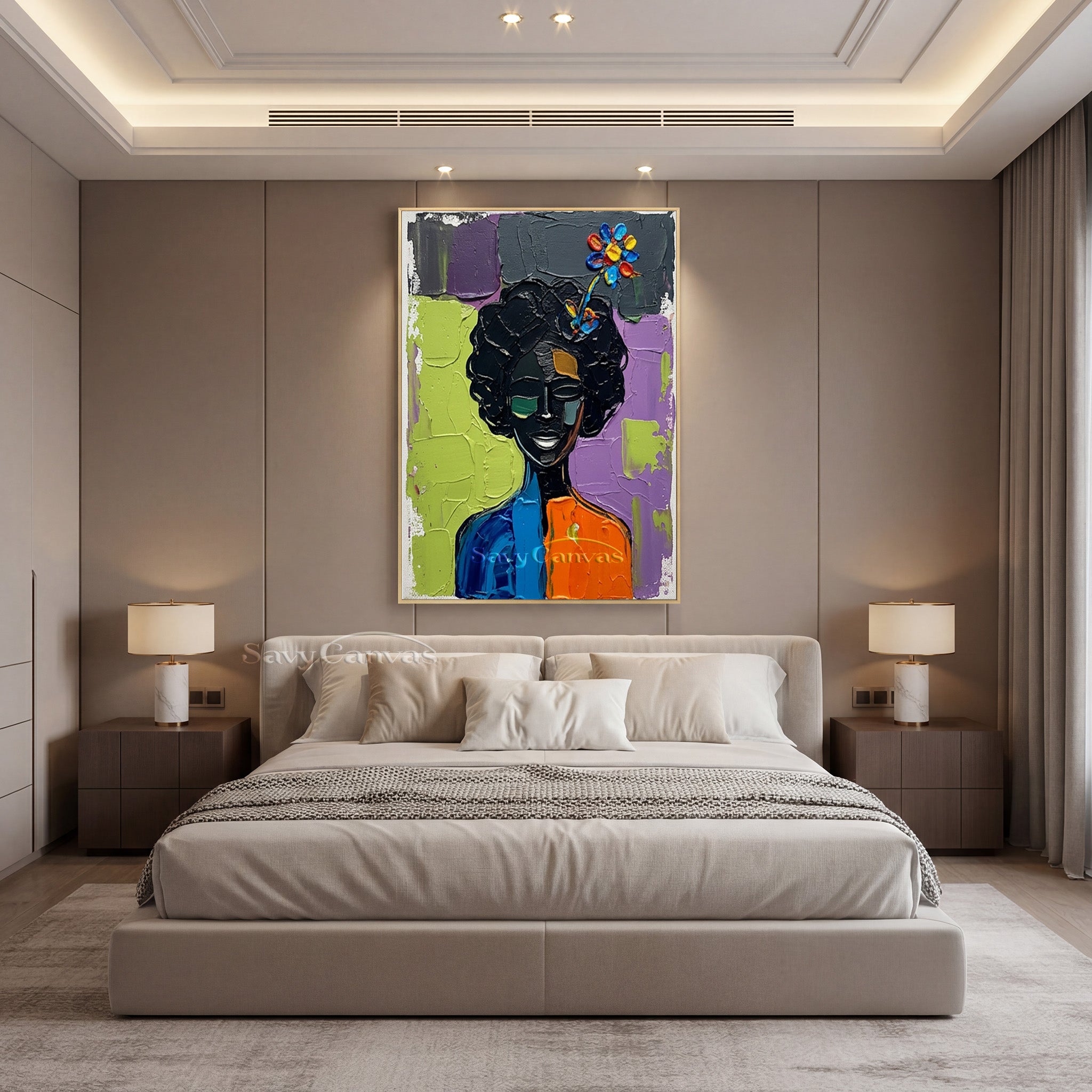 Textured Abstract Portrait Canvas | Bold Impasto Wall Art #AA 533