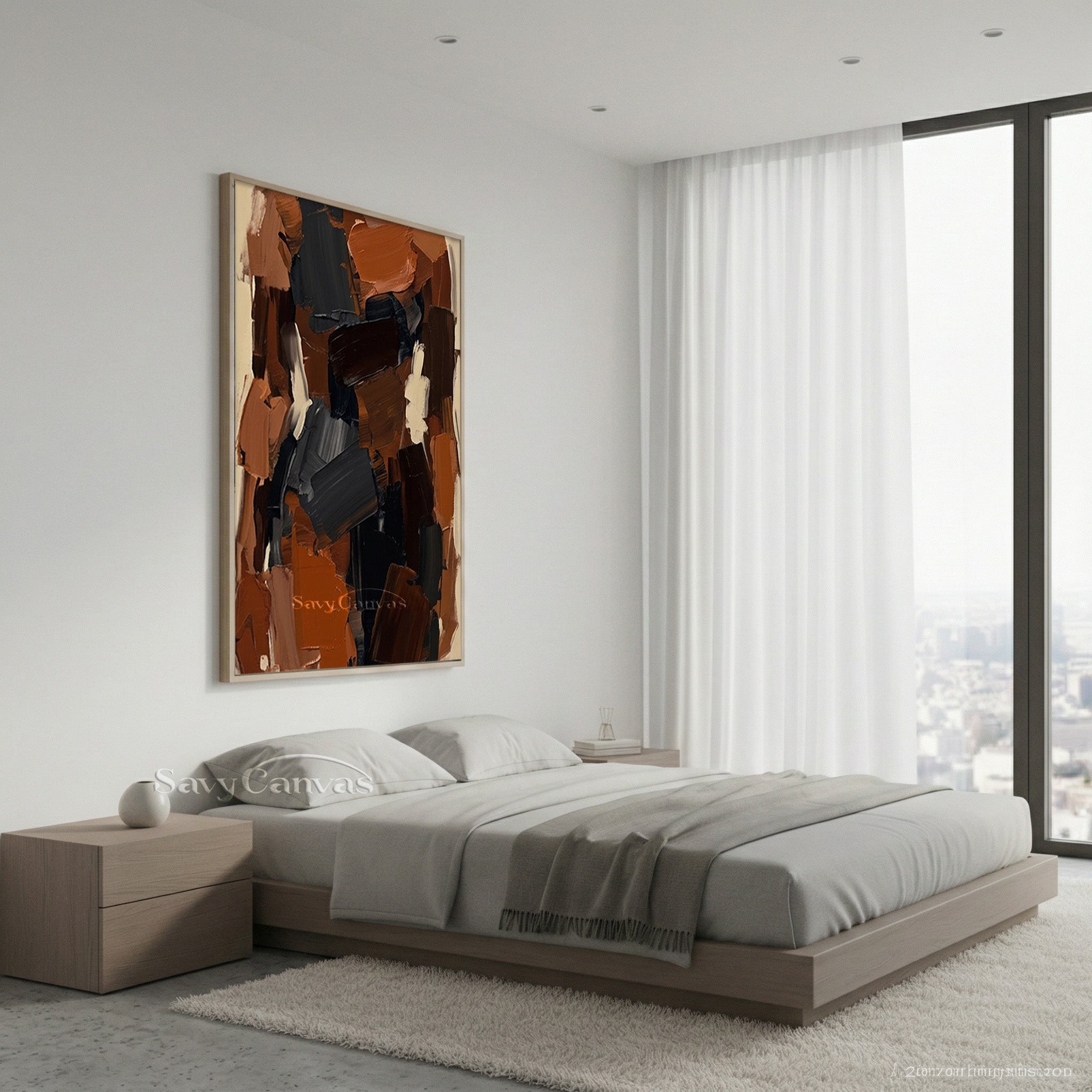 Hand-Painted Textured Abstract Wall Art | Earth Tone Oil Painting #SS 142