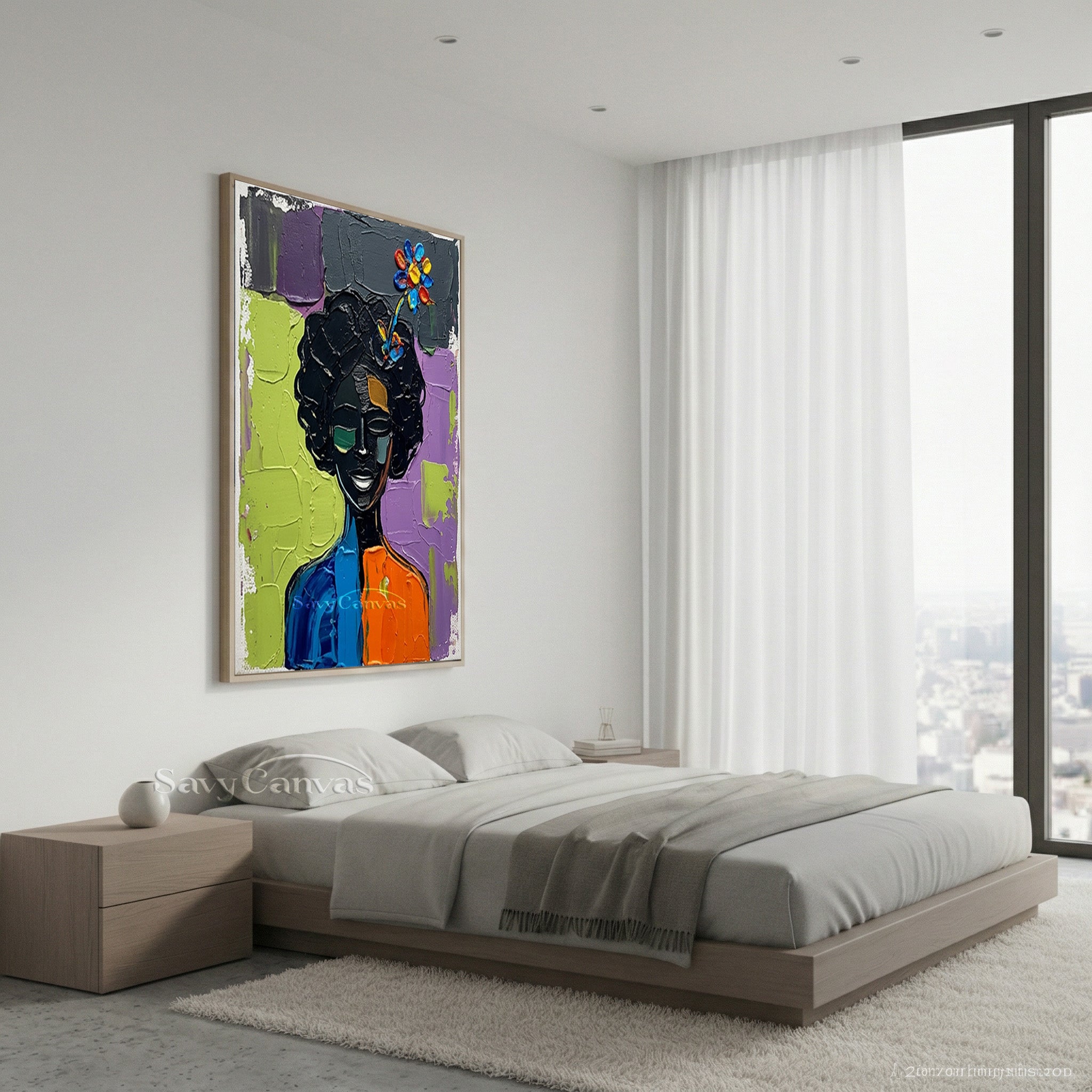 Textured Abstract Portrait Canvas | Bold Impasto Wall Art #AA 533