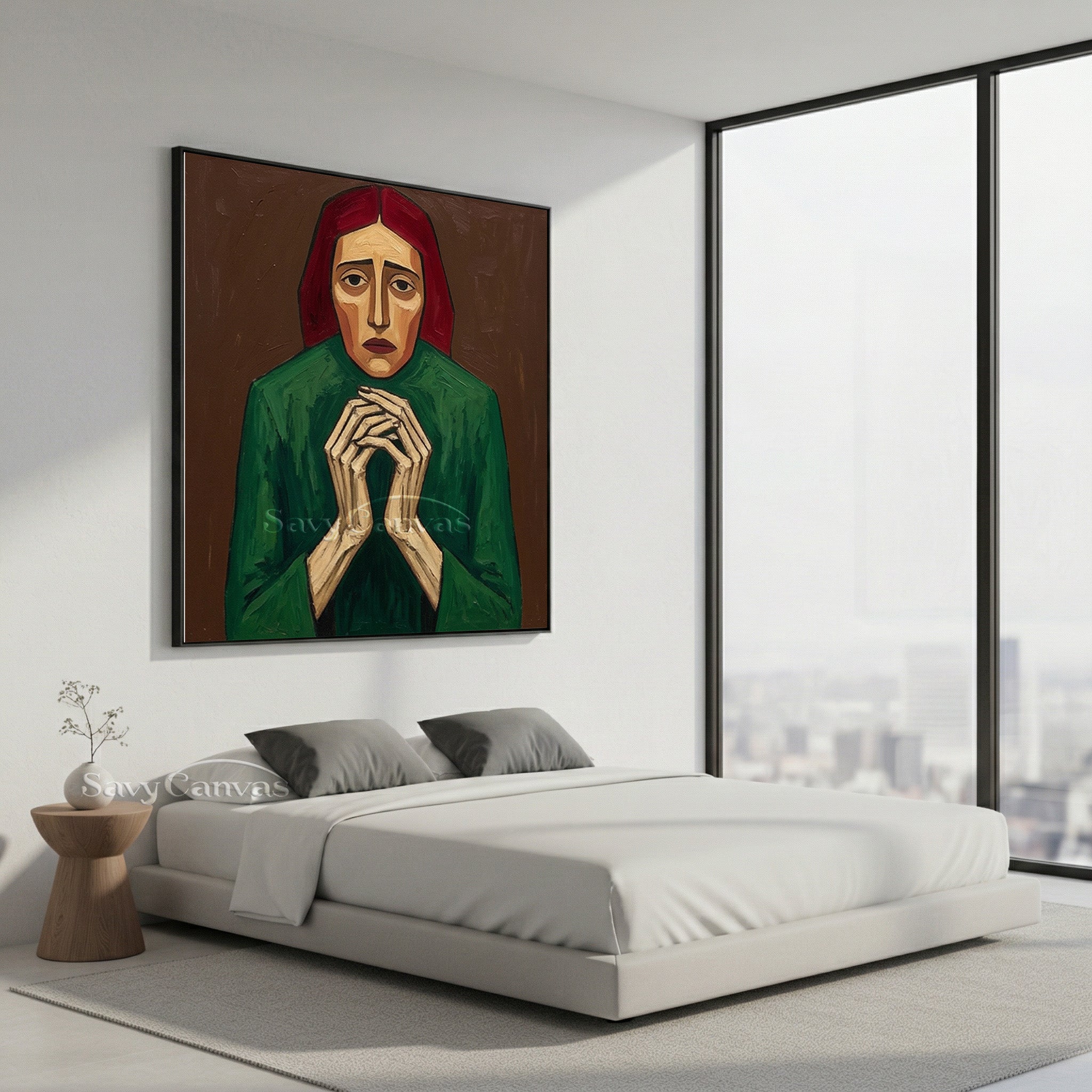 "The Silent Prayer" | Hand-Painted Portrait Wall Art Canvas #SS 108