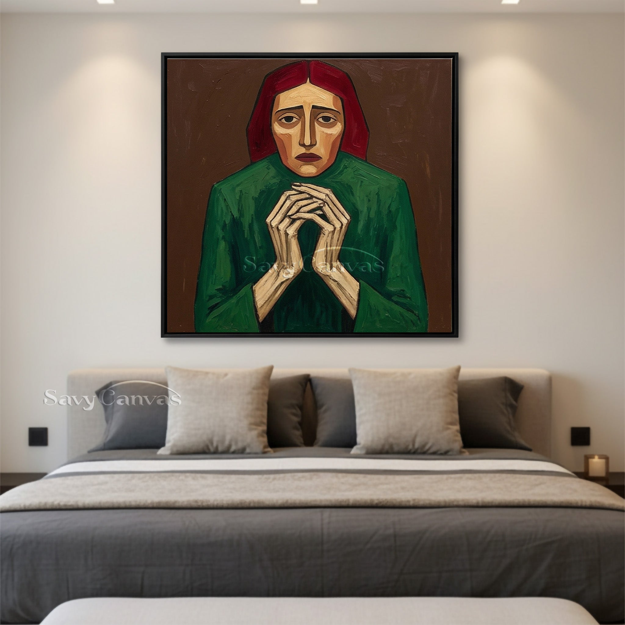 "The Silent Prayer" | Hand-Painted Portrait Wall Art Canvas #SS 108