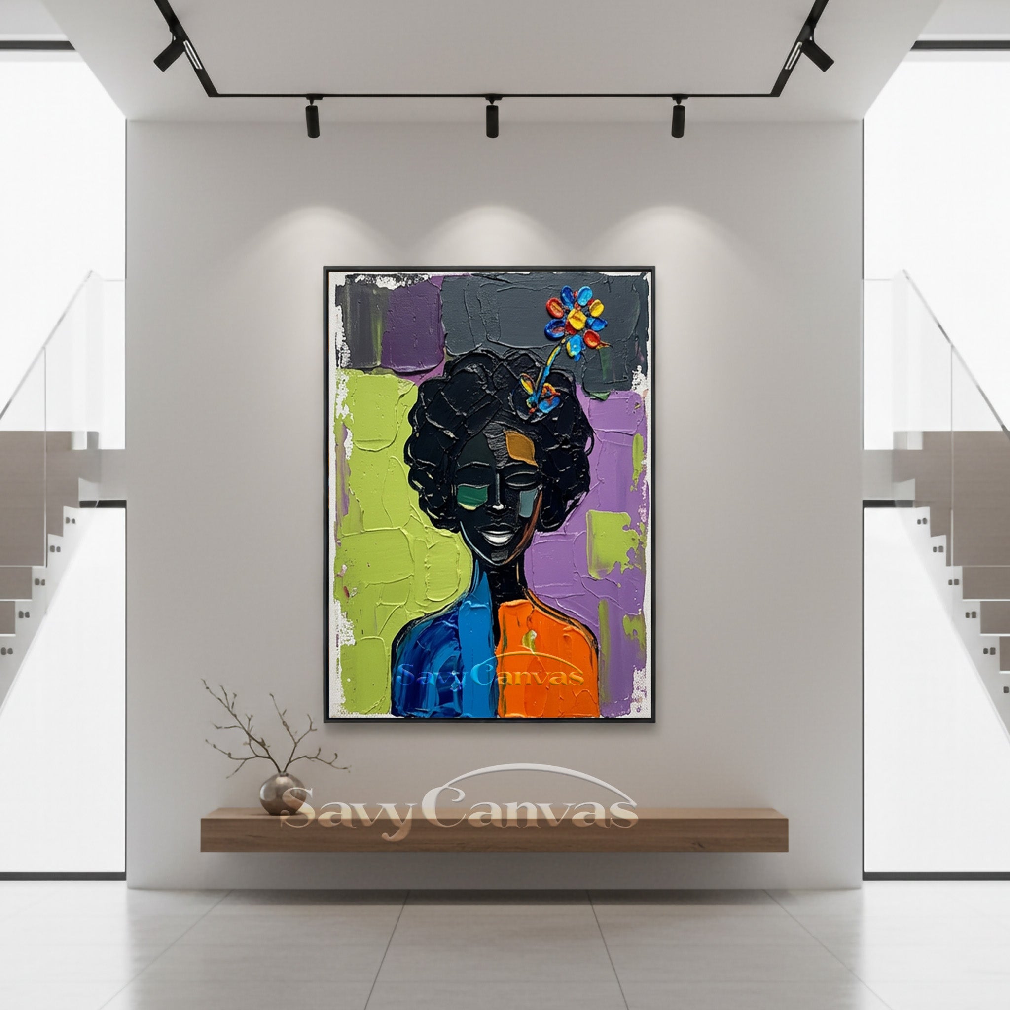 Textured Abstract Portrait Canvas | Bold Impasto Wall Art #AA 533