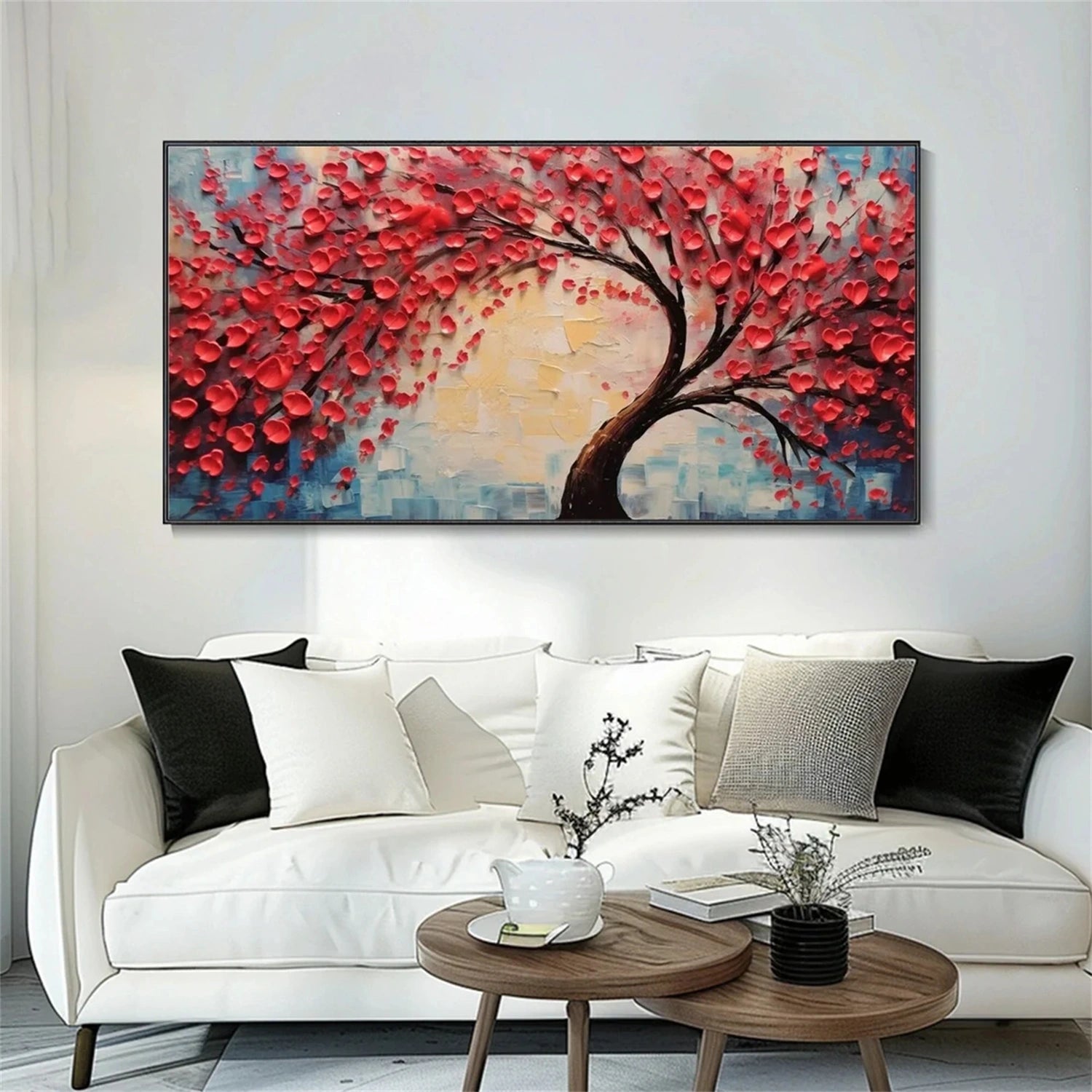 Natural Artistic style | Red tree love | Wall Decor for living room