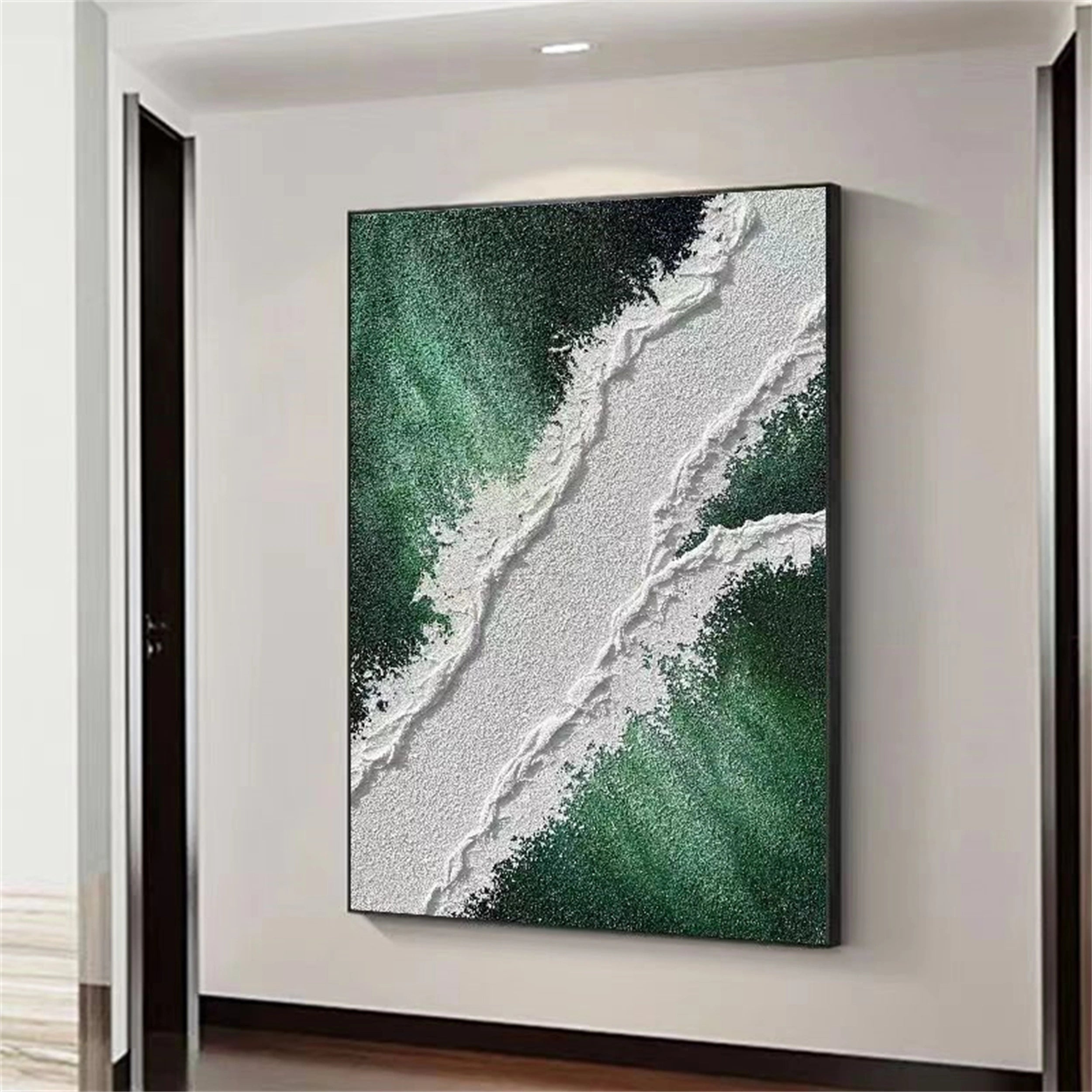 Geode-Inspired Abstract Painting | Gradient Green Wall Decor for Office & Living Room # JJ 148