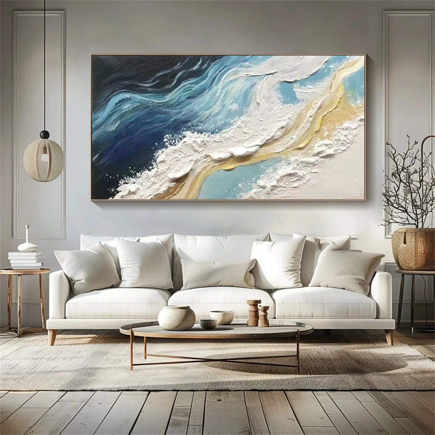 Premium Hand - Crafted Abstract Ocean Wave Artwork for Wall Display #JJ 171
