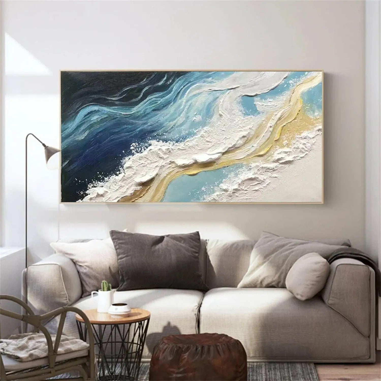 Premium Hand - Crafted Abstract Ocean Wave Artwork for Wall Display #JJ 171