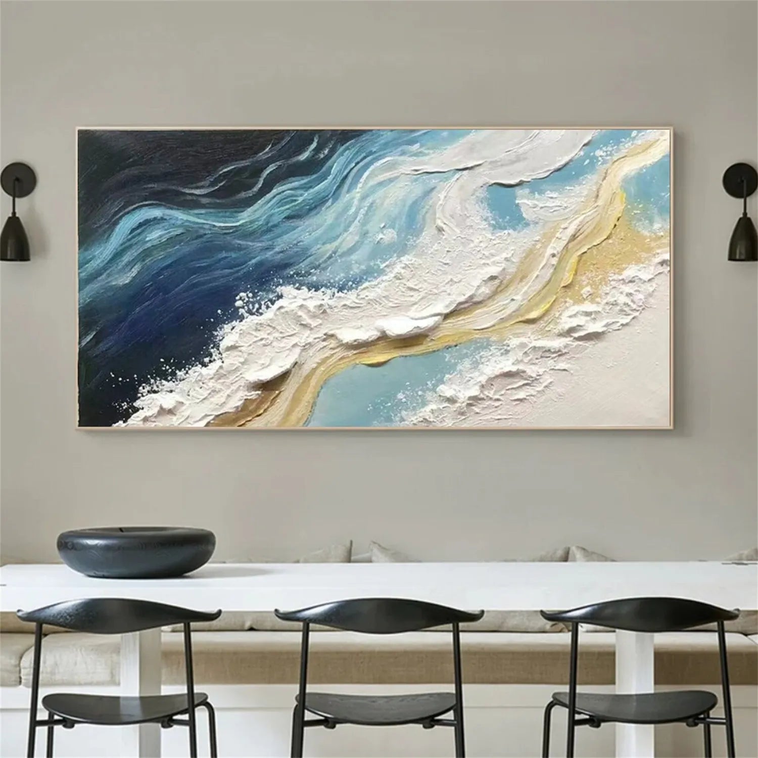 Premium Hand - Crafted Abstract Ocean Wave Artwork for Wall Display #JJ 171