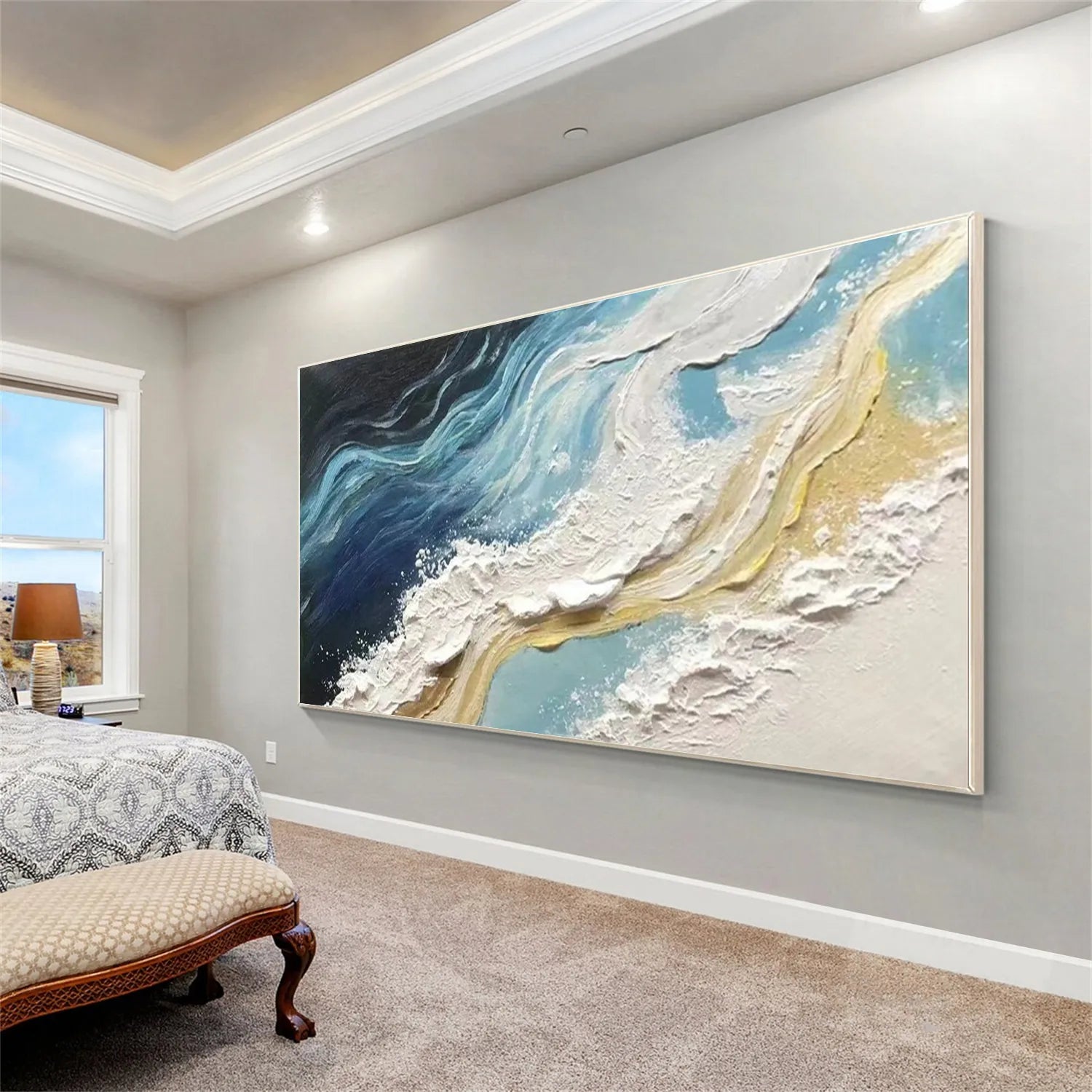 Premium Hand - Crafted Abstract Ocean Wave Artwork for Wall Display #JJ 171
