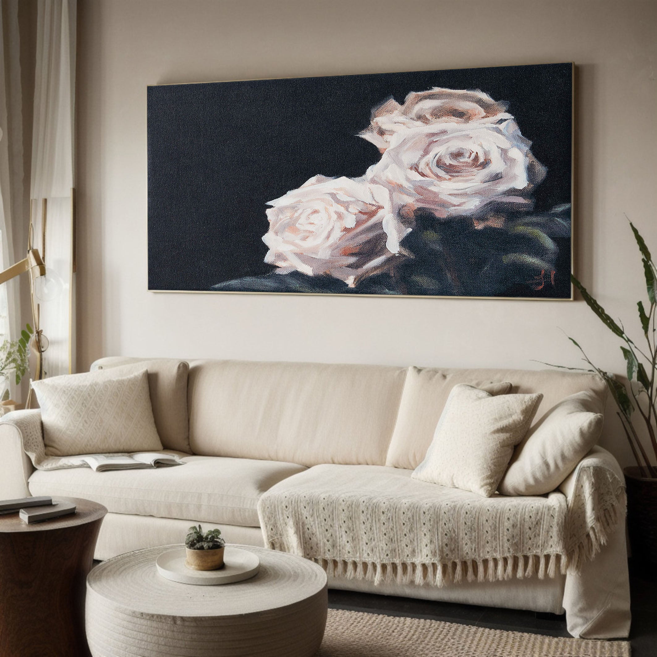 Rose Wall Art - Hand Painted Large Oil Painting #TC 141
