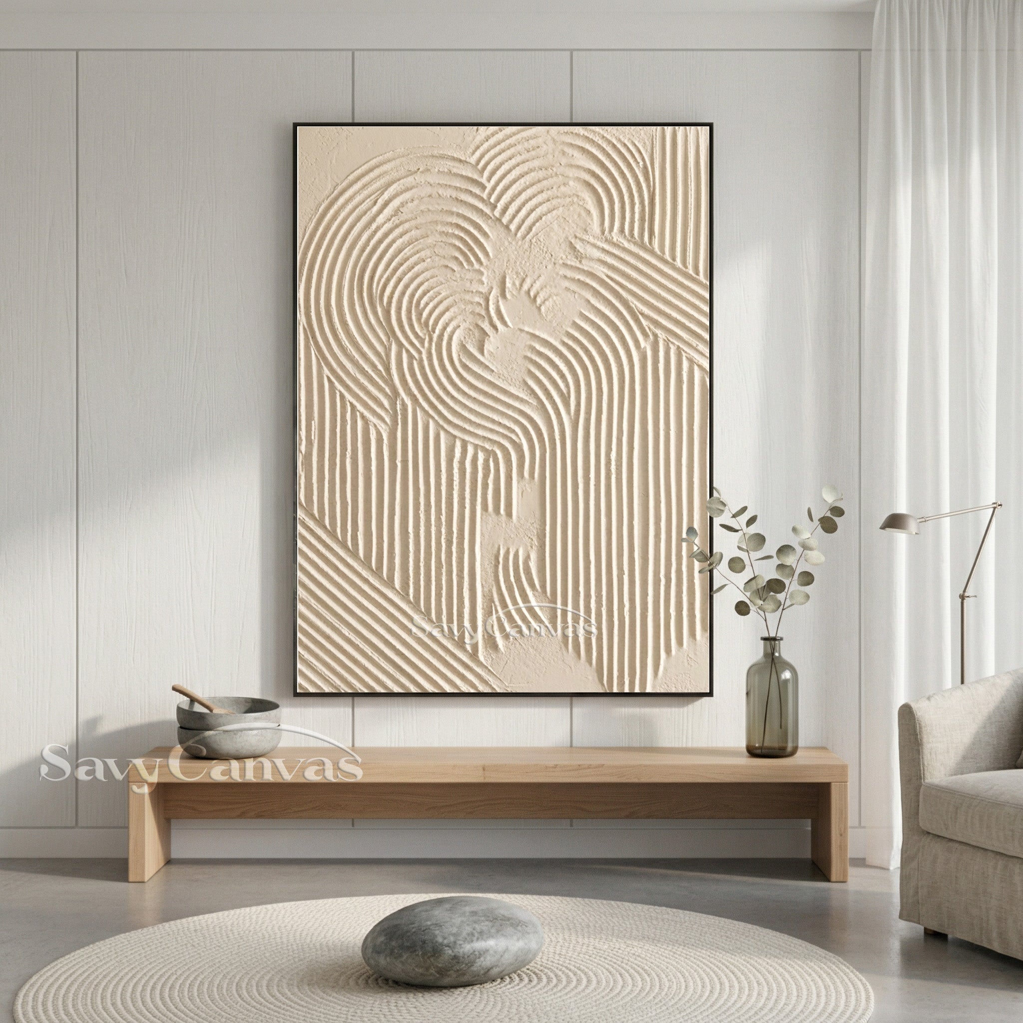 Wabi-Sabi Style Textured Painting| Beige Abstract 3D Art Piece #SS 012