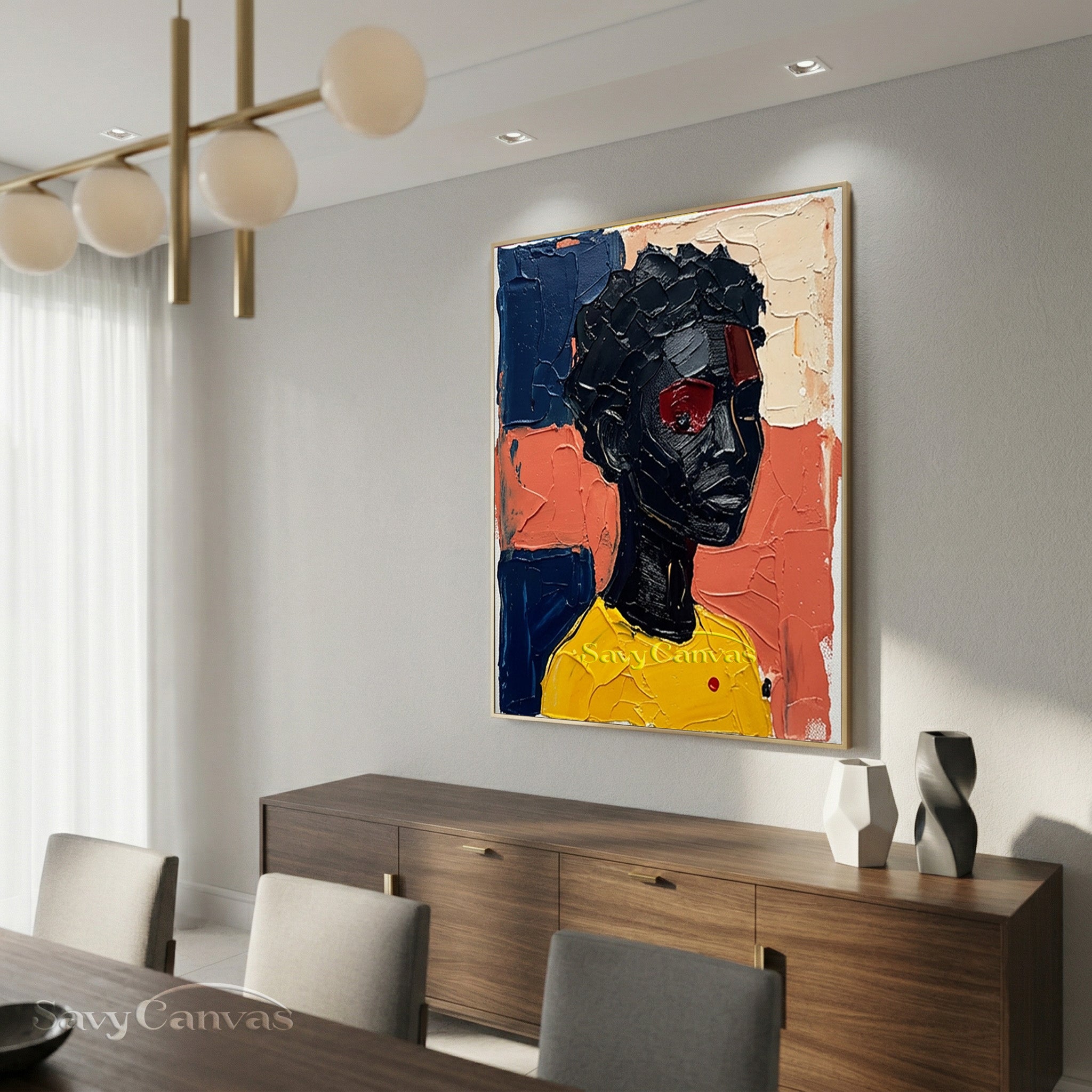 Textured Abstract Portrait Canvas | Bold Impasto Wall Art #AA 534