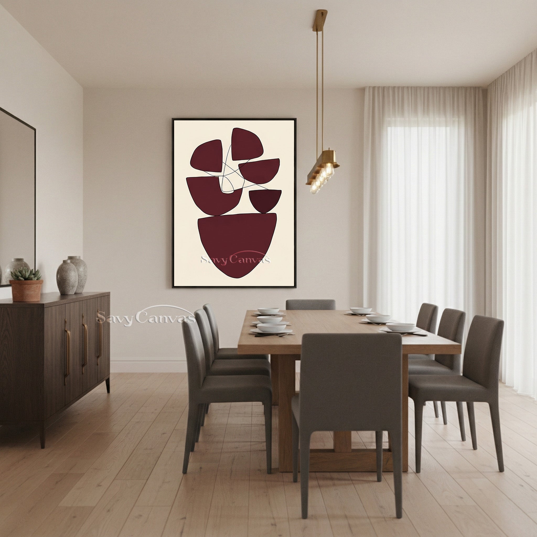 Japandi Style Abstract Art | Minimalist Line & Shape Decor #AA 507
