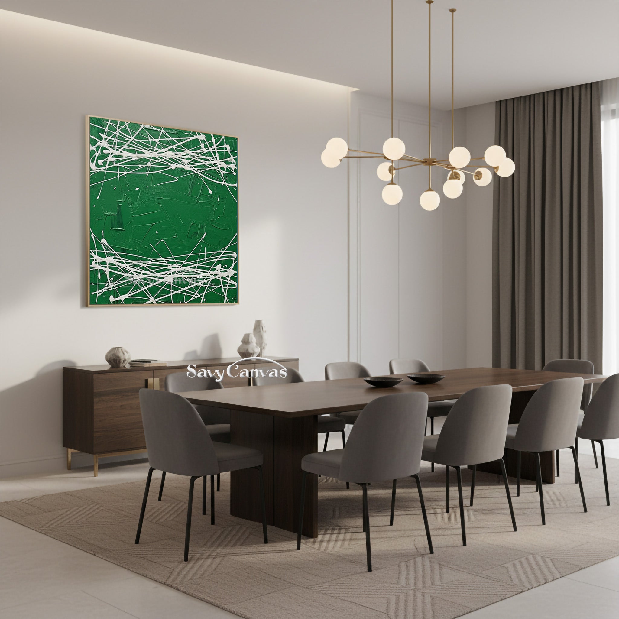 Forest Green Abstract Drip Painting | Original Hand-Painted Canvas #JJ 458