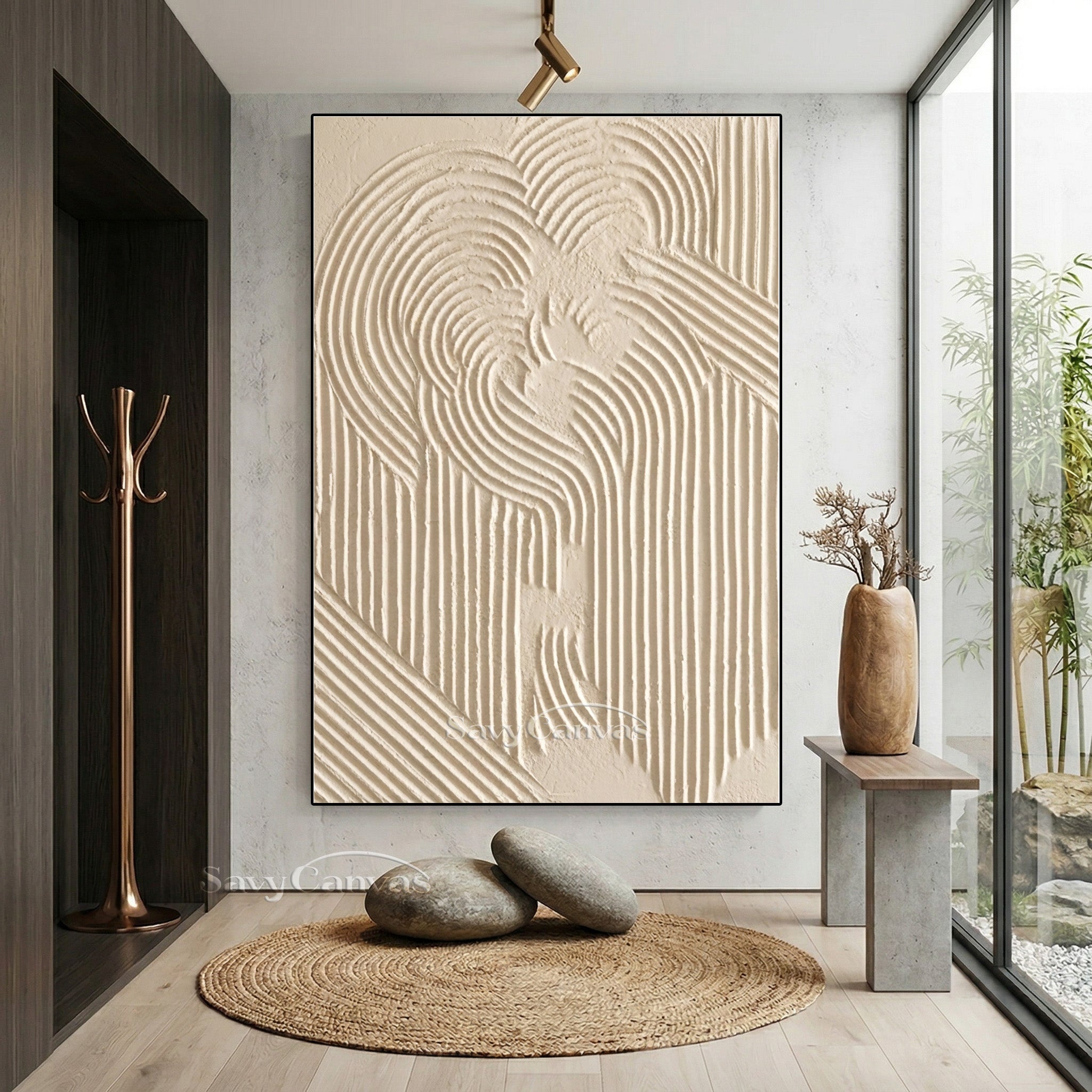 Wabi-Sabi Style Textured Painting| Beige Abstract 3D Art Piece #SS 012