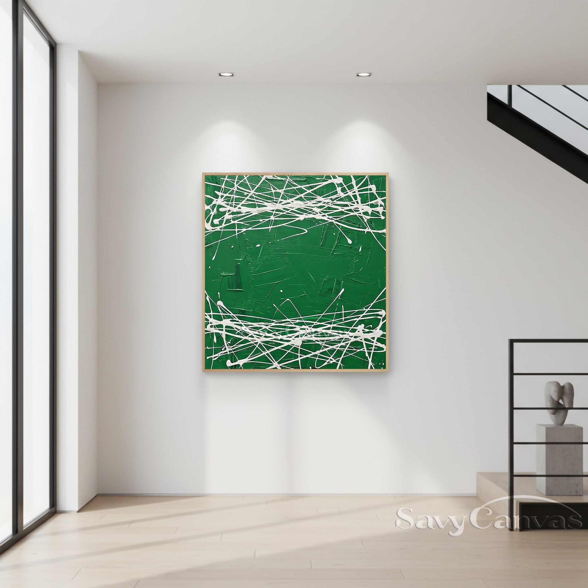 Forest Green Abstract Drip Painting | Original Hand-Painted Canvas #JJ 458