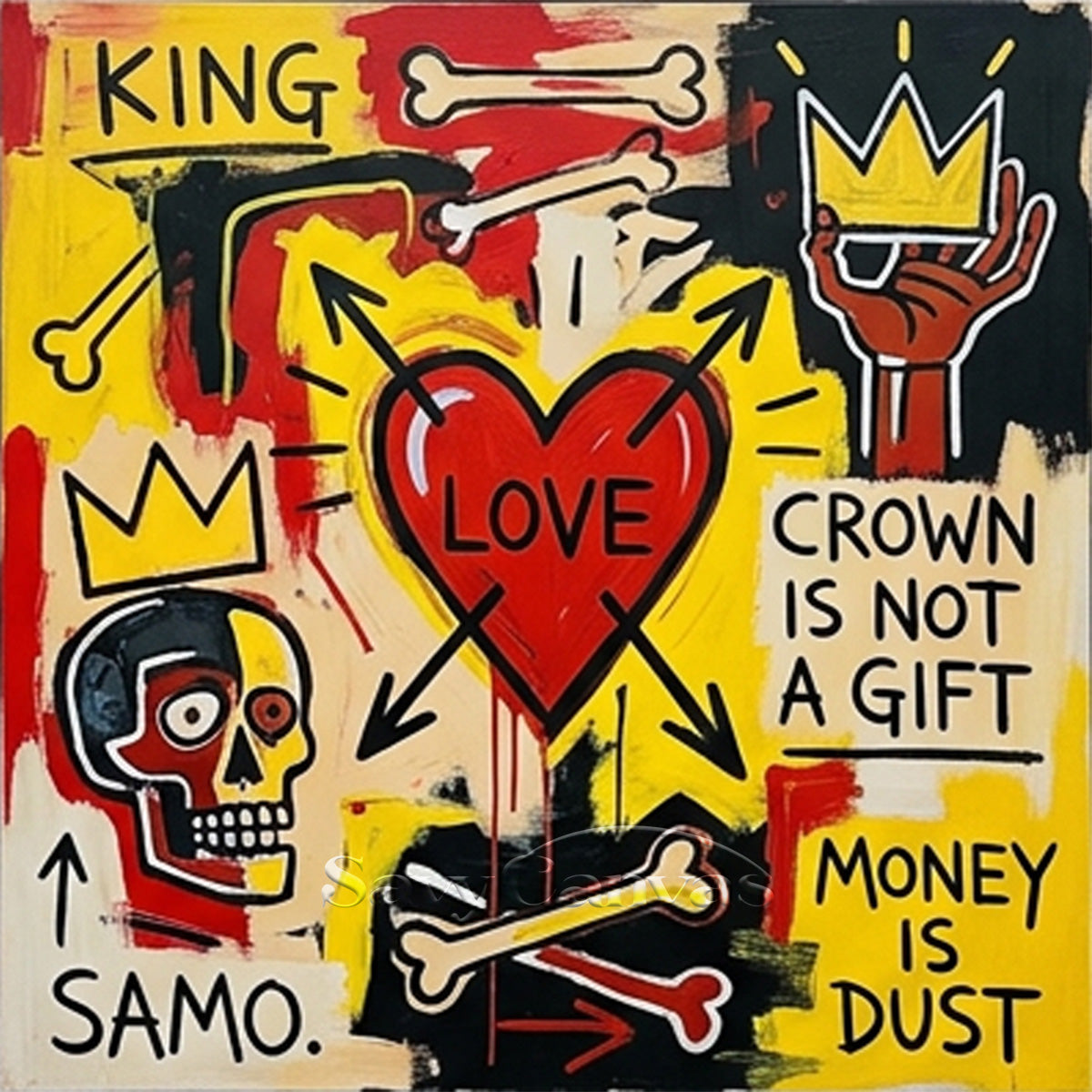 "Love is King" Graffiti Art | Crown, Skull & Heart Painting