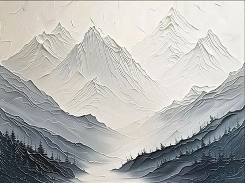 Textured Mountain Valley Painting | Large 3D Landscape Wall Art #ZZ 132