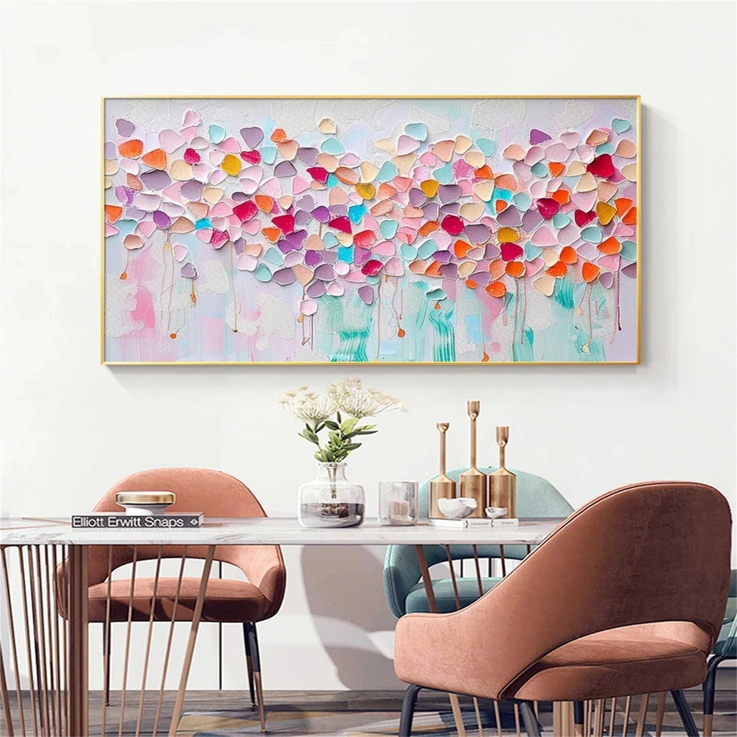 Exquisite Hand - Painted Artwork: Floral Oil Painting for Living Room Wall Decor