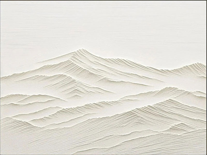 Large Textured Mountain Art | White Minimalist Painting for Home Decor #ZZ 133