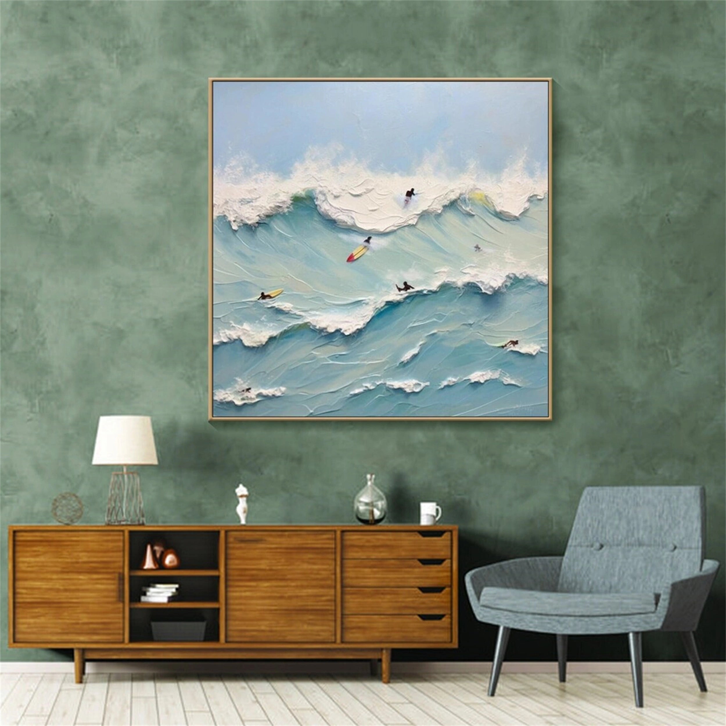 Modern Vibrant Wave Art Canvas