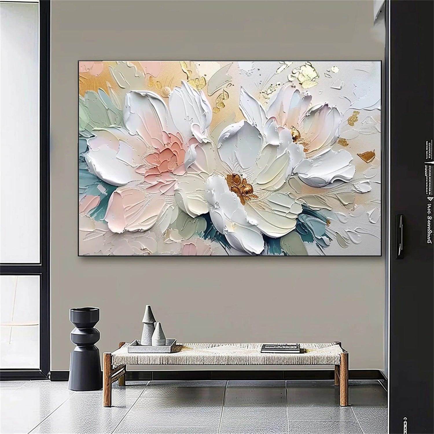 Contemporary Hand-Painted Blossom | Abstract Floral Oil Art - Savy Canvas