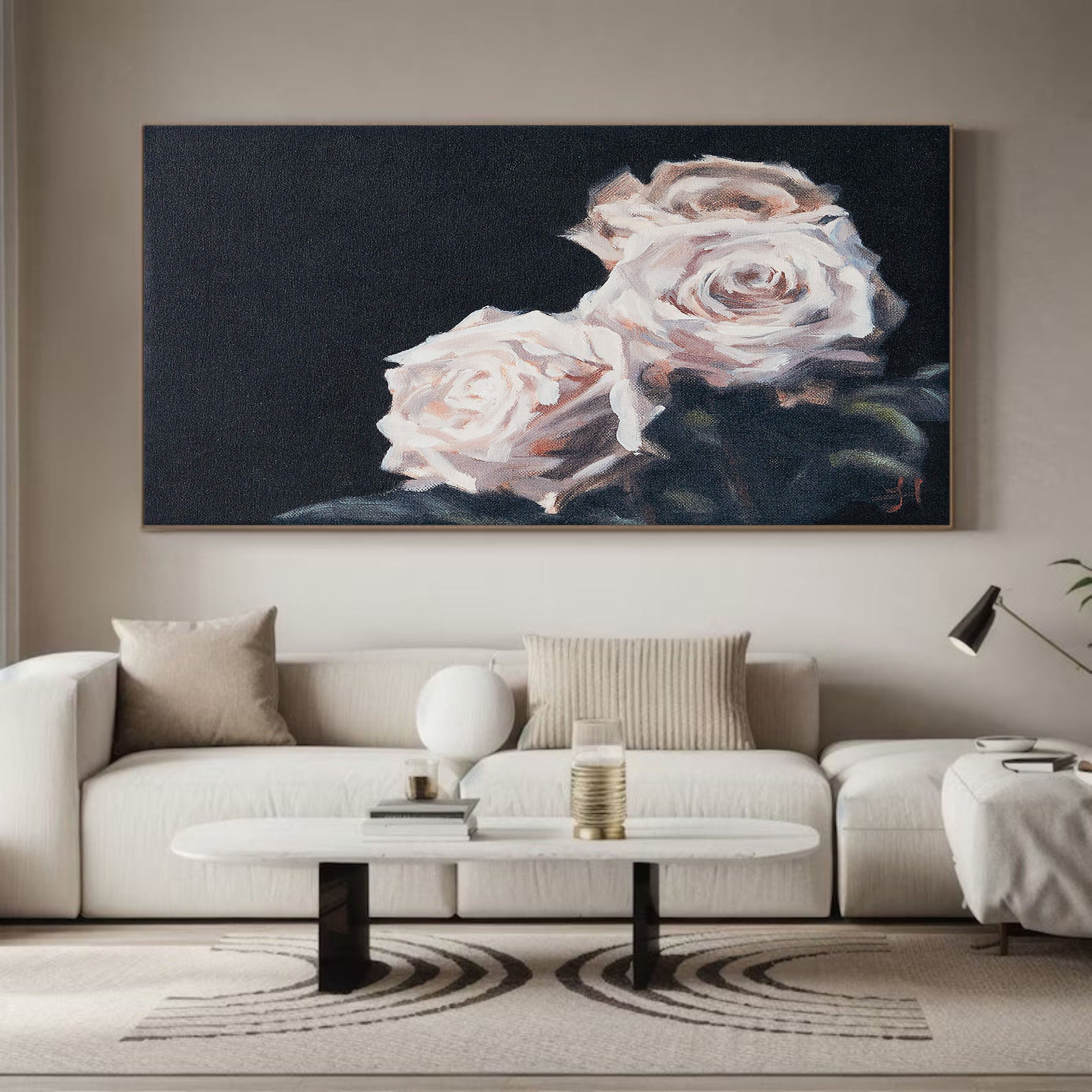 Rose Wall Art - Hand Painted Large Oil Painting #TC 141