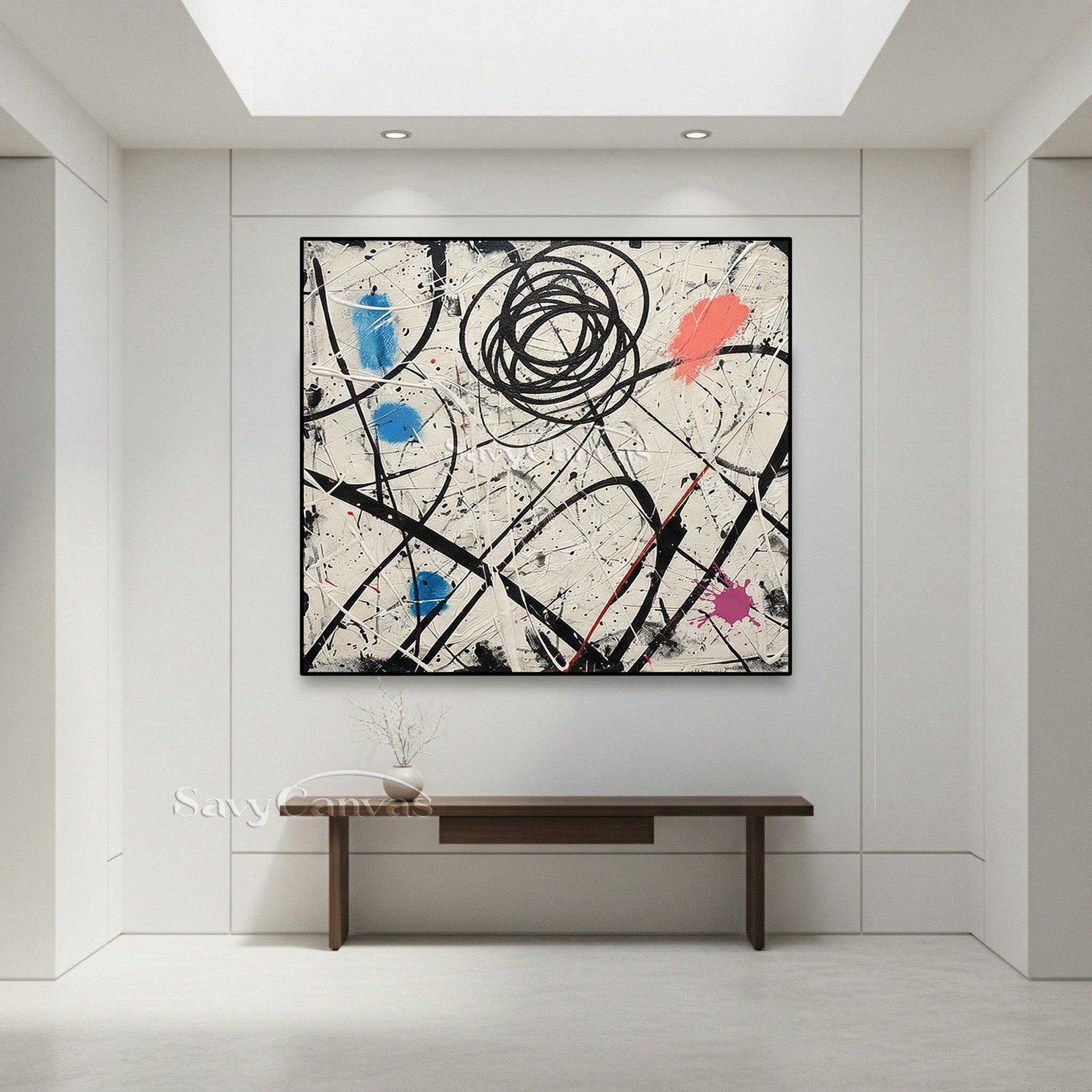 Modern Living Room Wall Decor | Large Pollock-Style Abstract Art #JJ 462