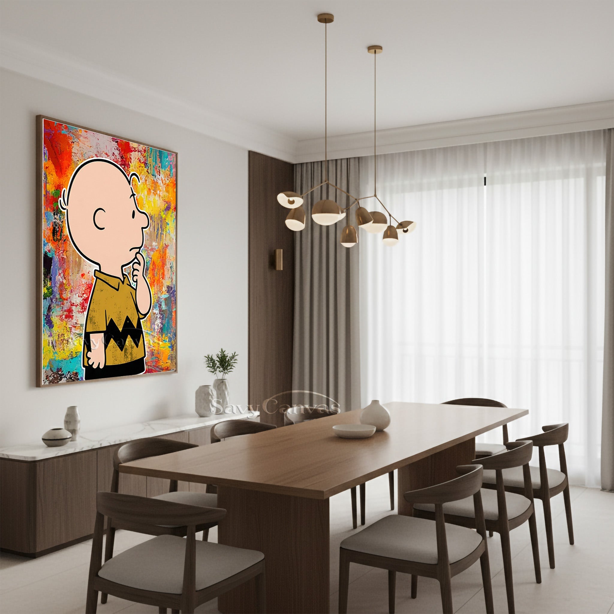Handmade Cartoon Abstract Oil Painting - Charlie Brown Wall Decor #SS 070