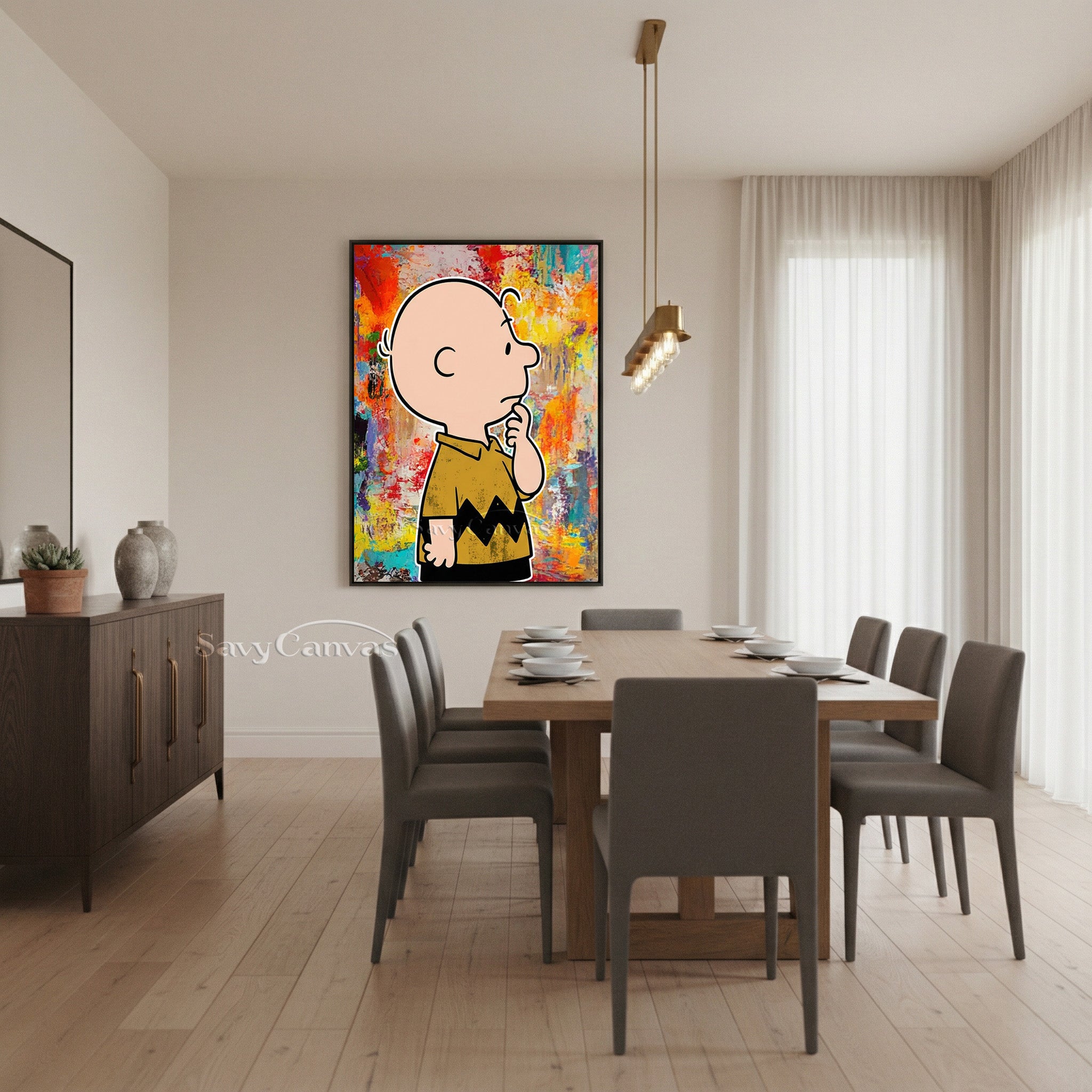 Handmade Cartoon Abstract Oil Painting - Charlie Brown Wall Decor #SS 070