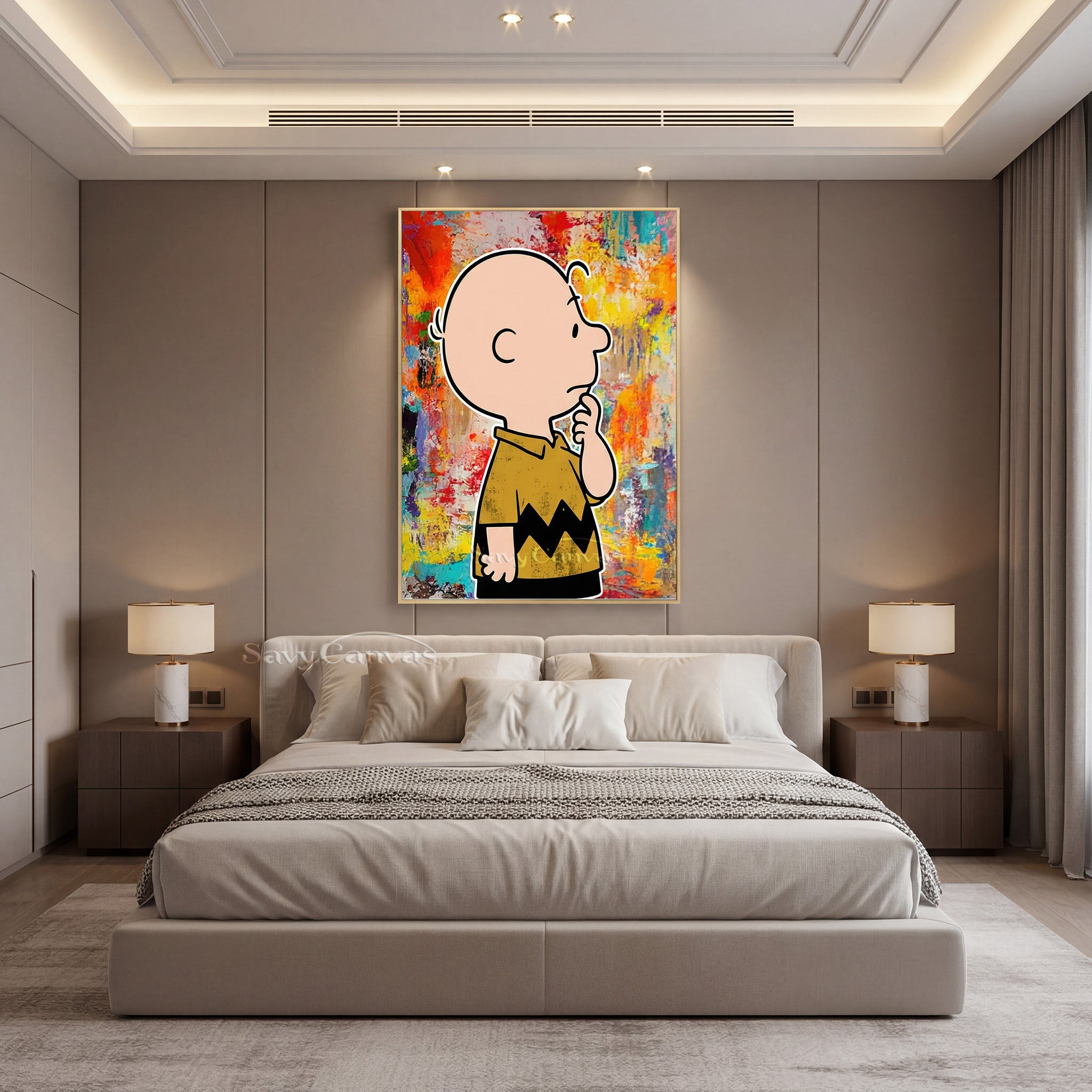 Handmade Cartoon Abstract Oil Painting - Charlie Brown Wall Decor #SS 070