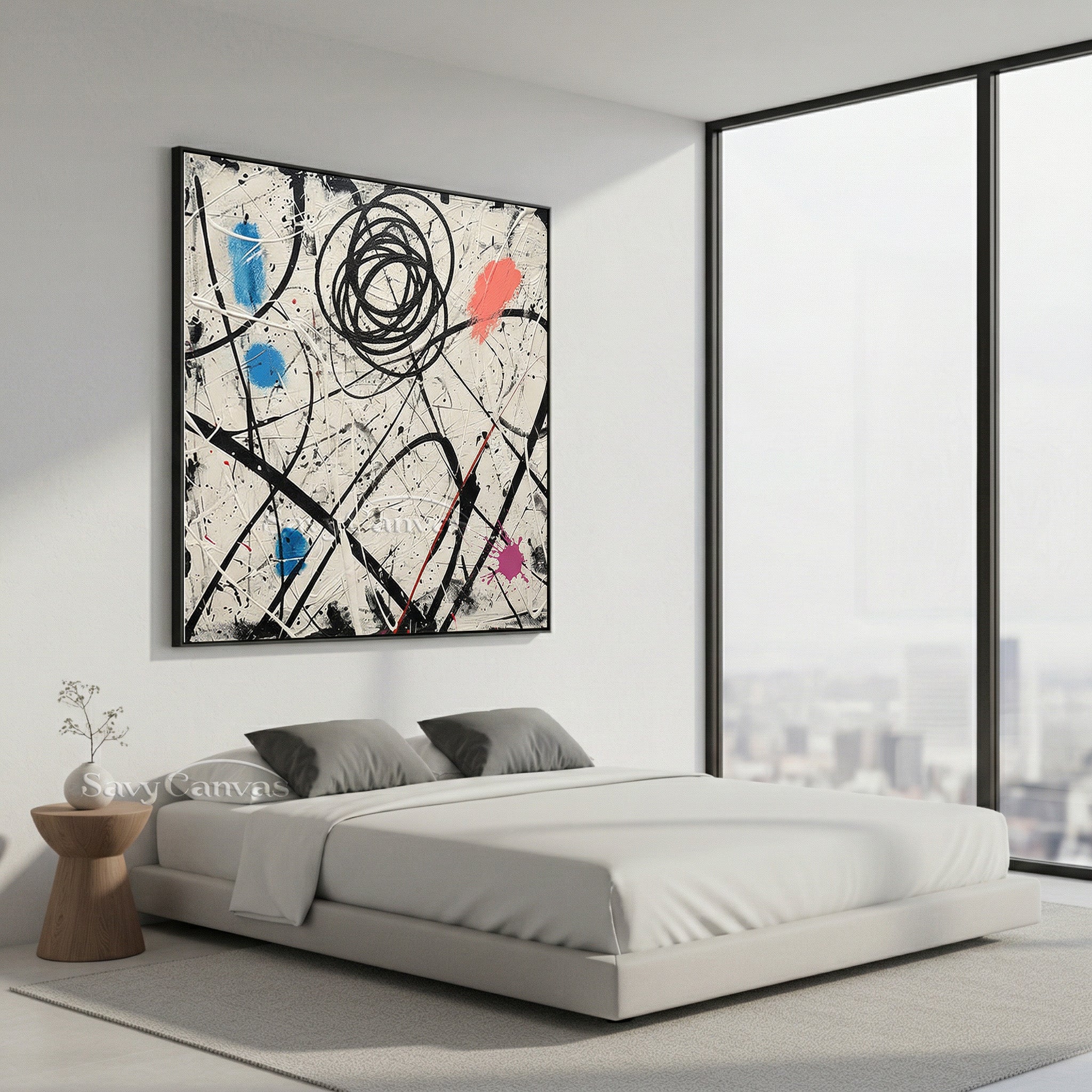 Modern Living Room Wall Decor | Large Pollock-Style Abstract Art #JJ 462