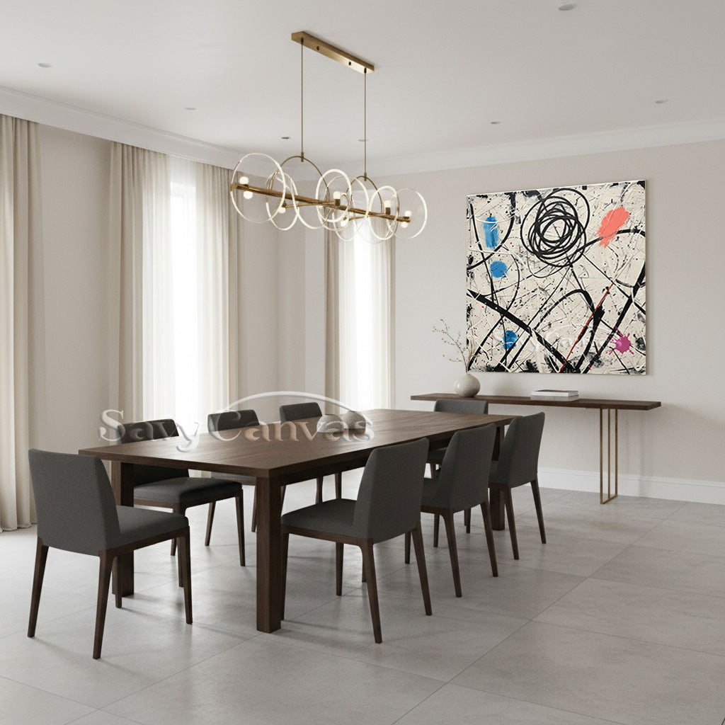Modern Living Room Wall Decor | Large Pollock-Style Abstract Art #JJ 462