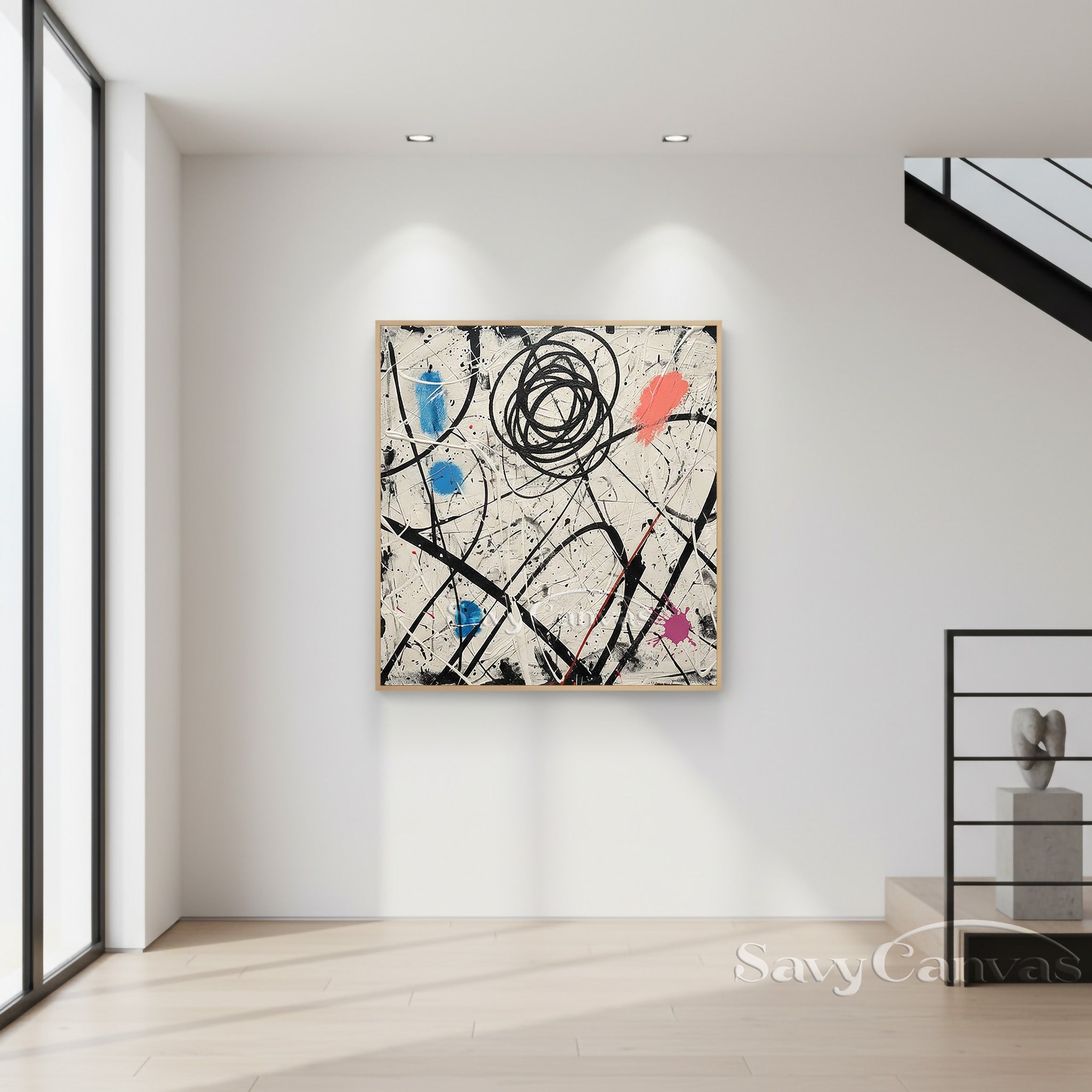 Modern Living Room Wall Decor | Large Pollock-Style Abstract Art #JJ 462