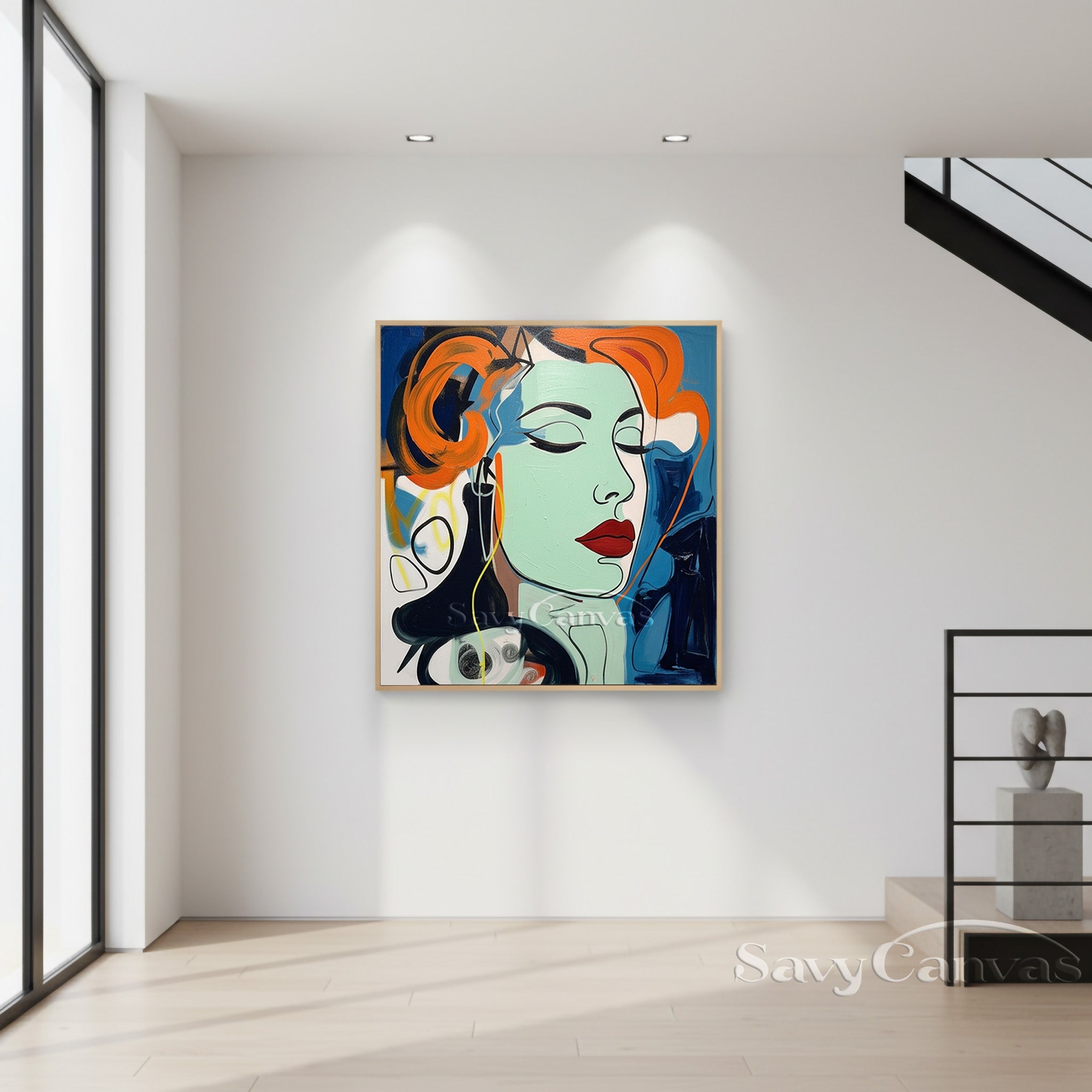 Modern Pop Art Woman Portrait Canvas - Abstract Oil Painting #SS 110