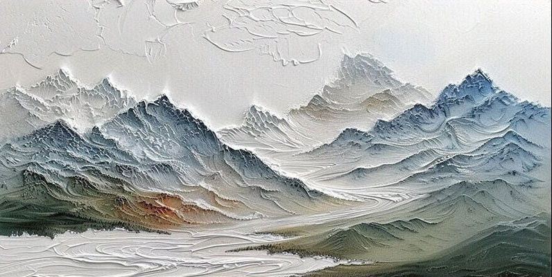 Textured Mountain Range Painting | Large 3D Landscape Wall Art #ZZ 145