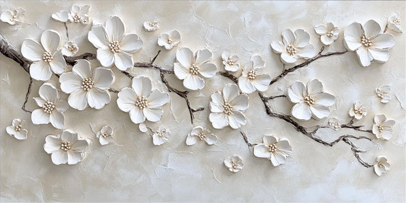 Textured Cherry Blossom Painting | Large 3D Floral Wall Art #ZZ 146