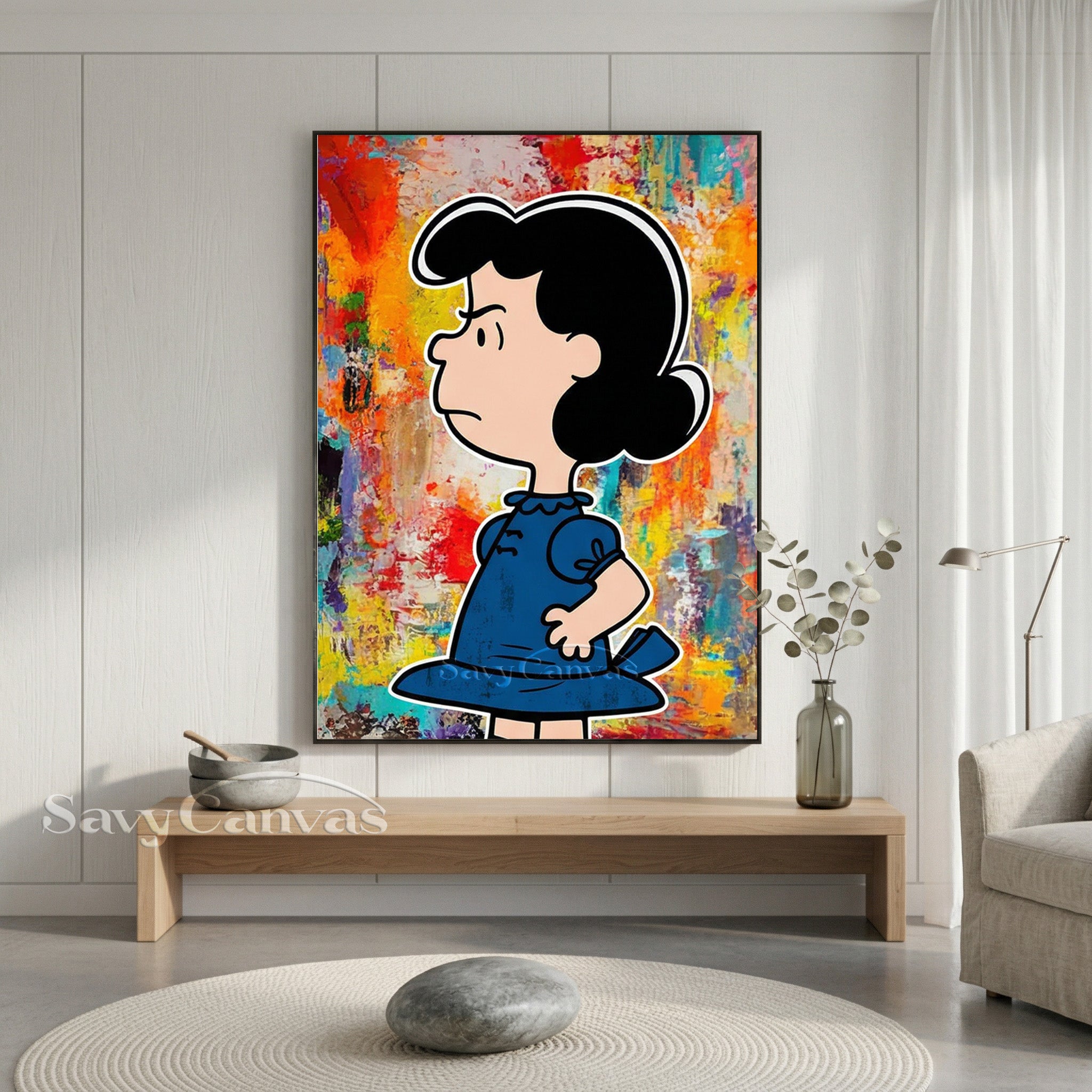 Hand-Painted Lucy Peanuts Gang Art | Vibrant Abstract Canvas #SS 071