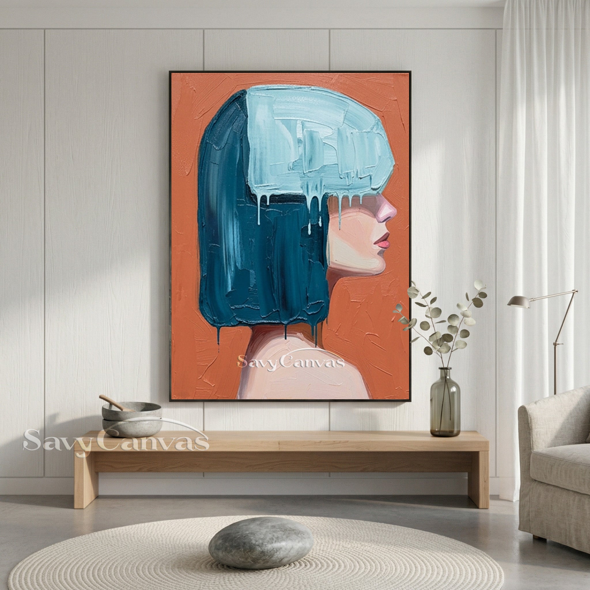 3D Textured Woman's Portrait | Palette Knife Art #AA 539