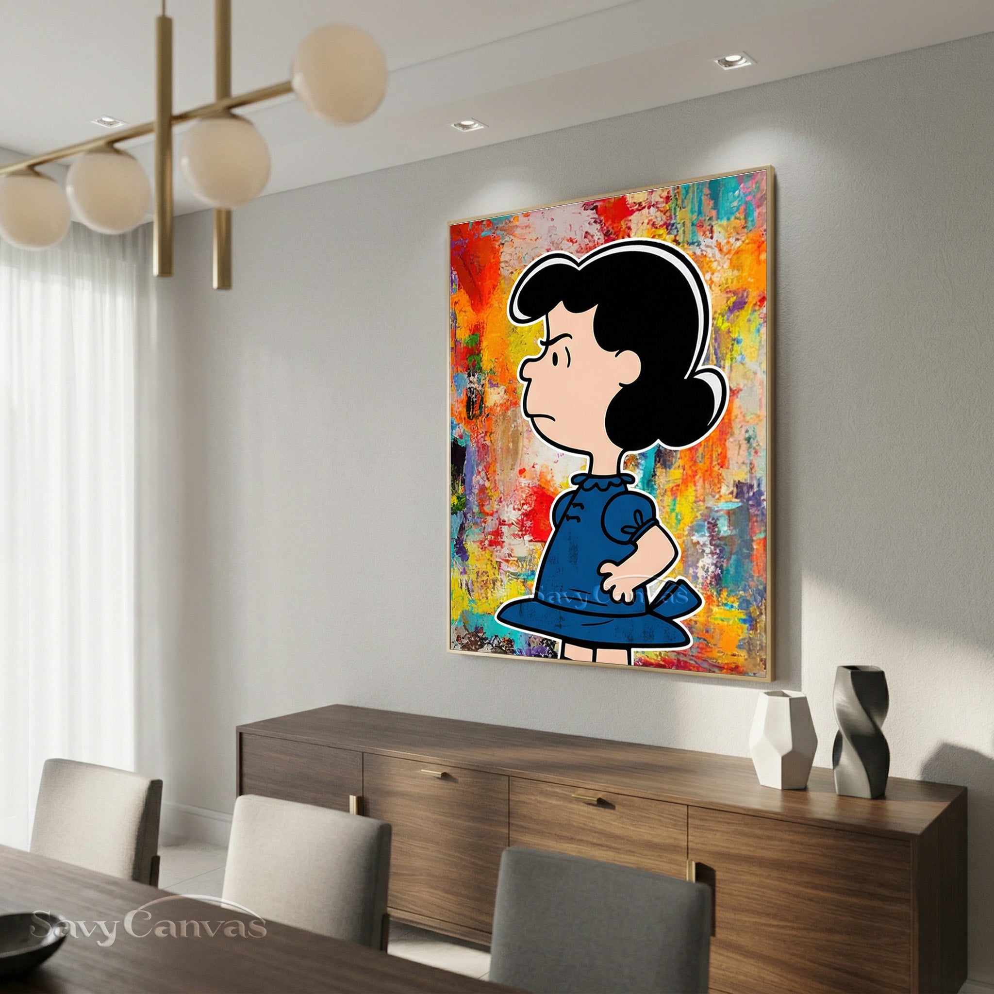 Hand-Painted Lucy Peanuts Gang Art | Vibrant Abstract Canvas #SS 071