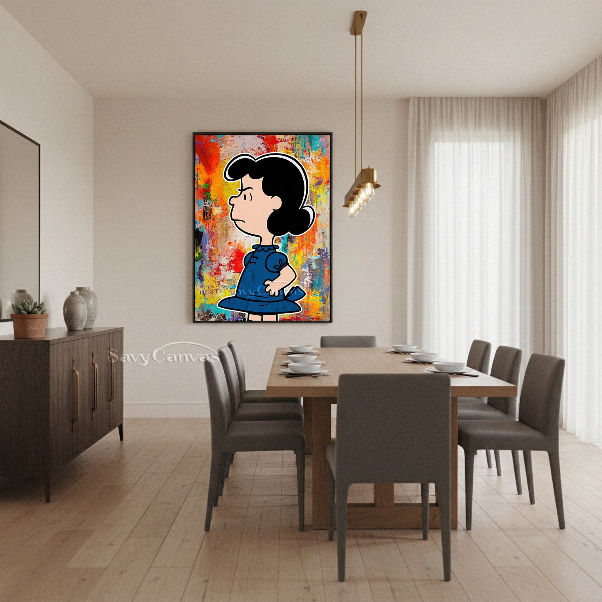 Hand-Painted Lucy Peanuts Gang Art | Vibrant Abstract Canvas #SS 071