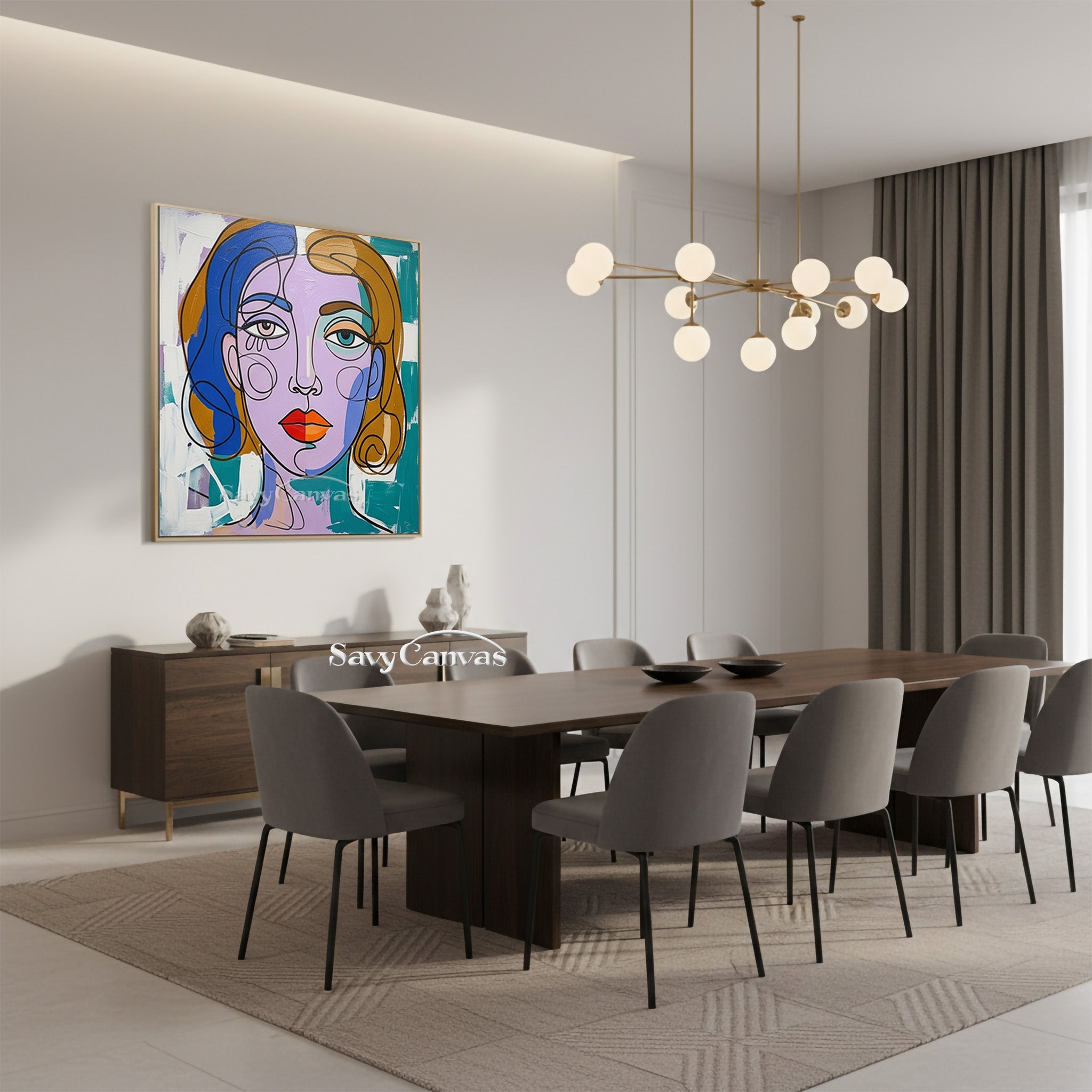 Colorful Pop Art Female Portrait Painting | Unique Canvas Wall Art #SS 111