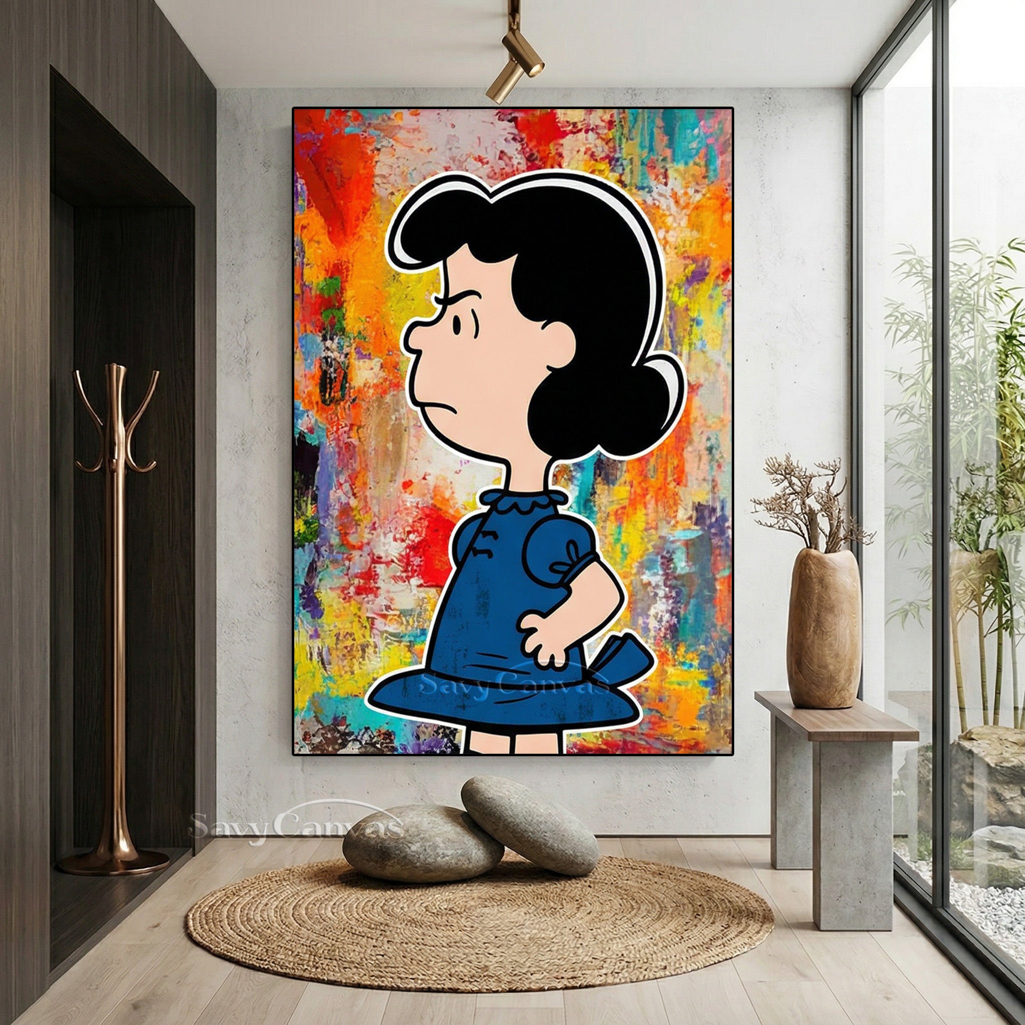 Hand-Painted Lucy Peanuts Gang Art | Vibrant Abstract Canvas #SS 071