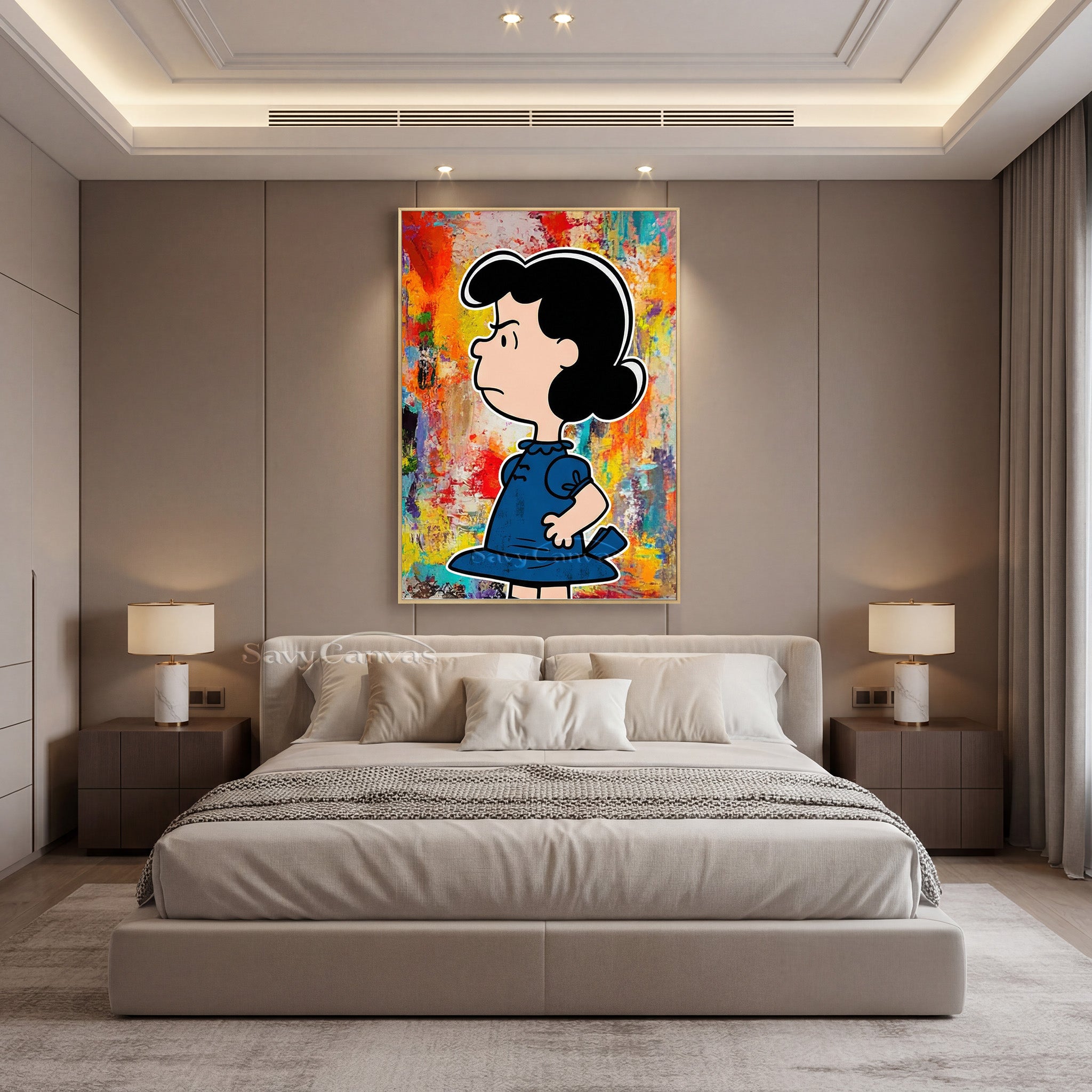 Hand-Painted Lucy Peanuts Gang Art | Vibrant Abstract Canvas #SS 071