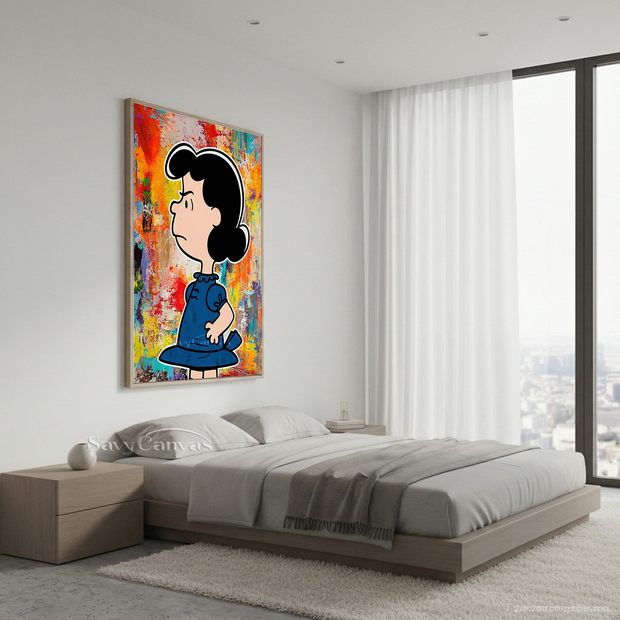 Hand-Painted Lucy Peanuts Gang Art | Vibrant Abstract Canvas #SS 071