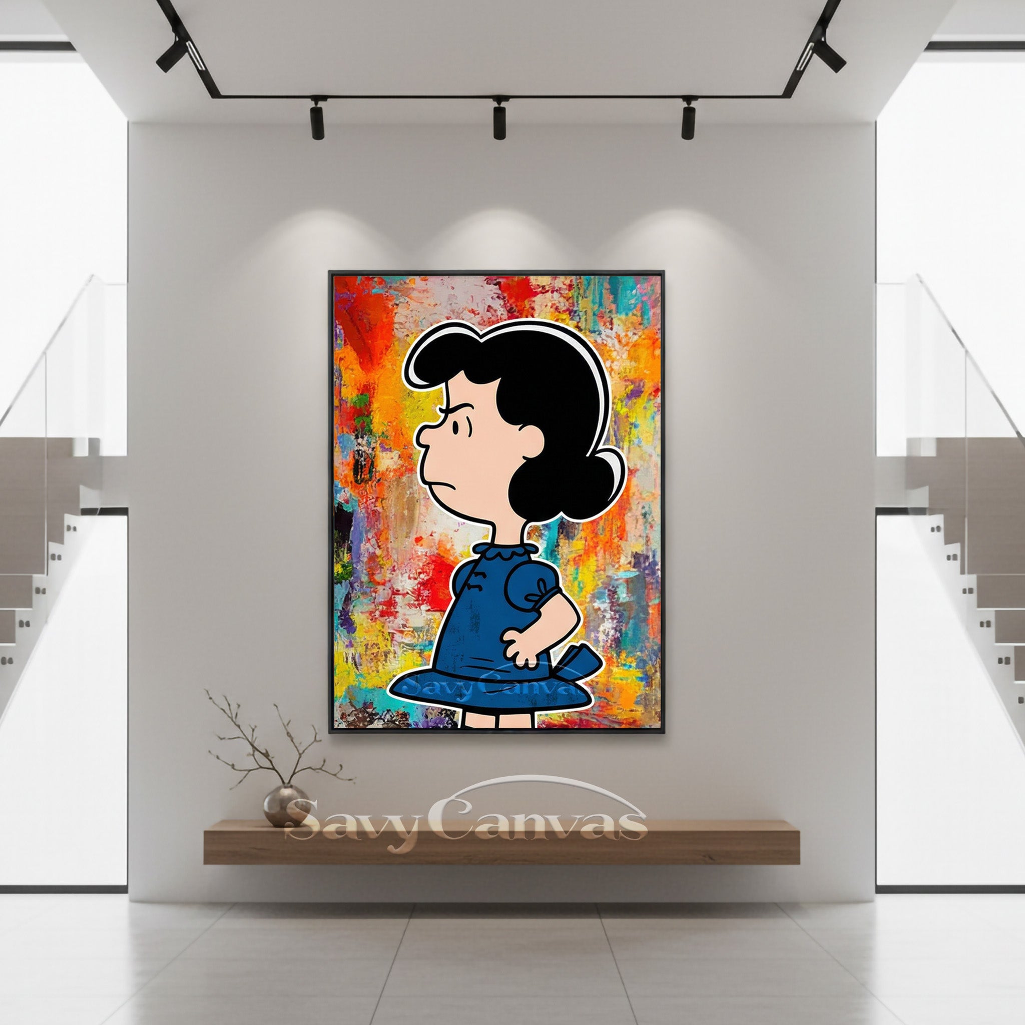 Hand-Painted Lucy Peanuts Gang Art | Vibrant Abstract Canvas #SS 071