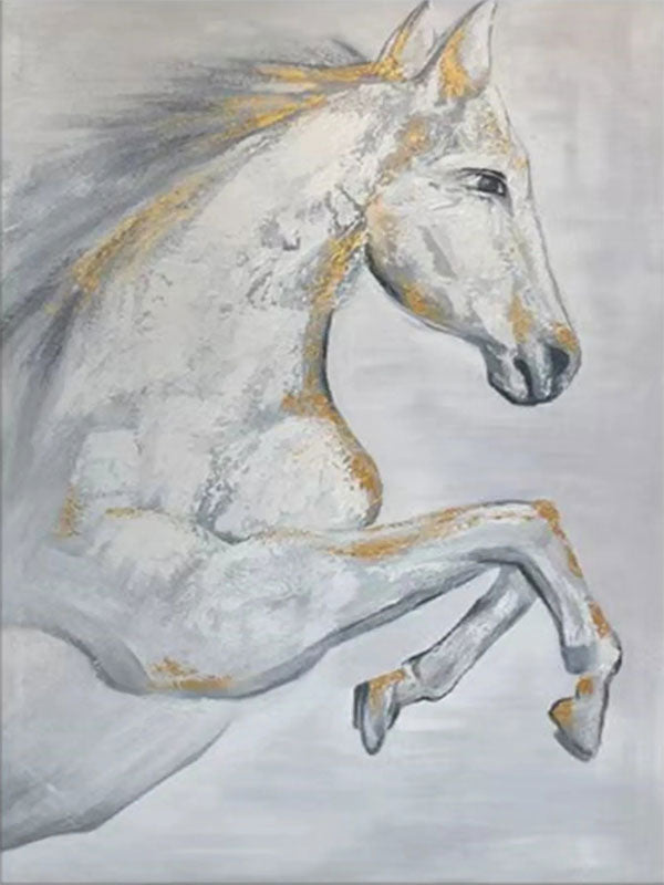 Contemporary Animal Art - White Horse Wall Art for Room Decor #ZZ 154